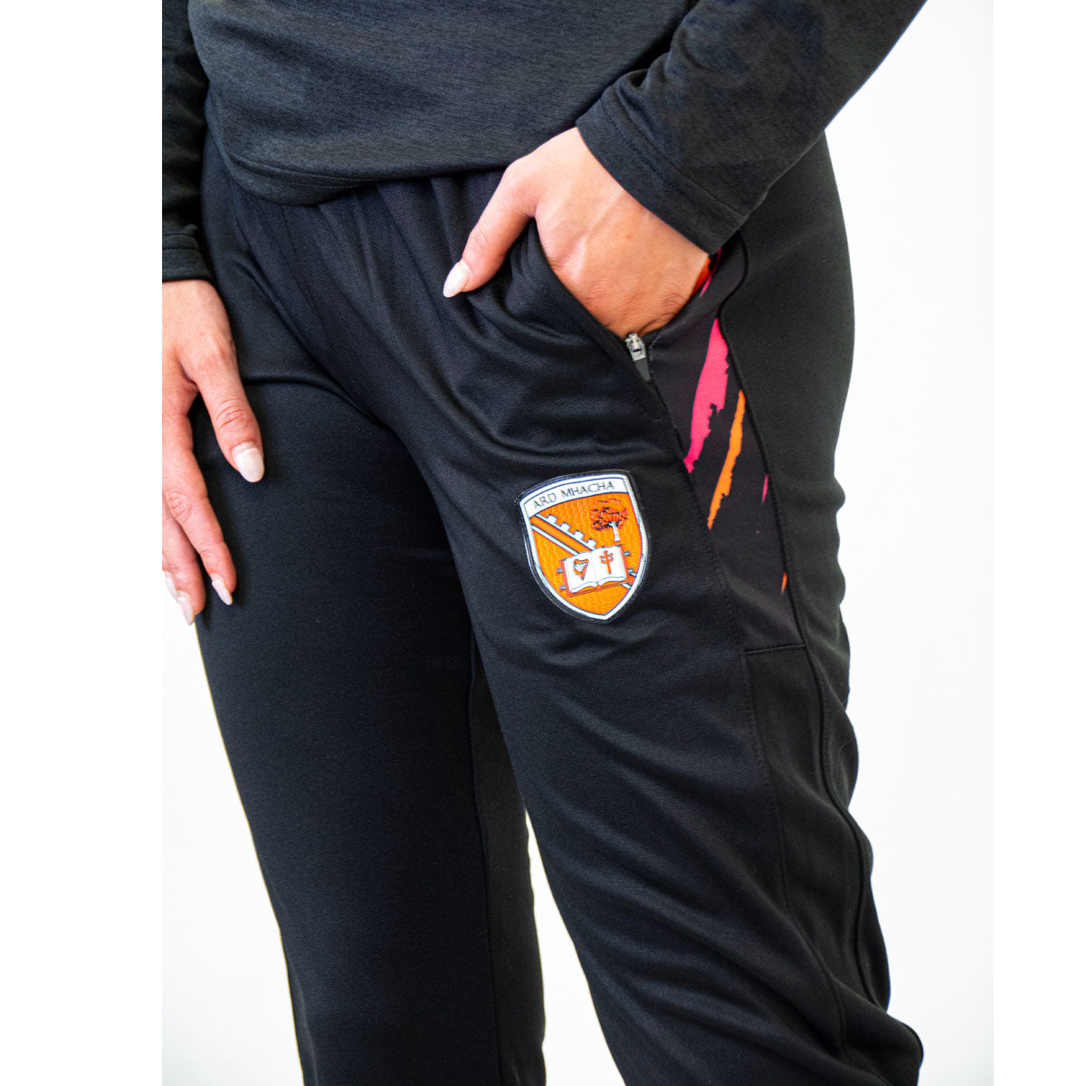 Mc Keever Armagh GAA Official Pulse Skinny Pants - Womens - Black/Pink/Orange