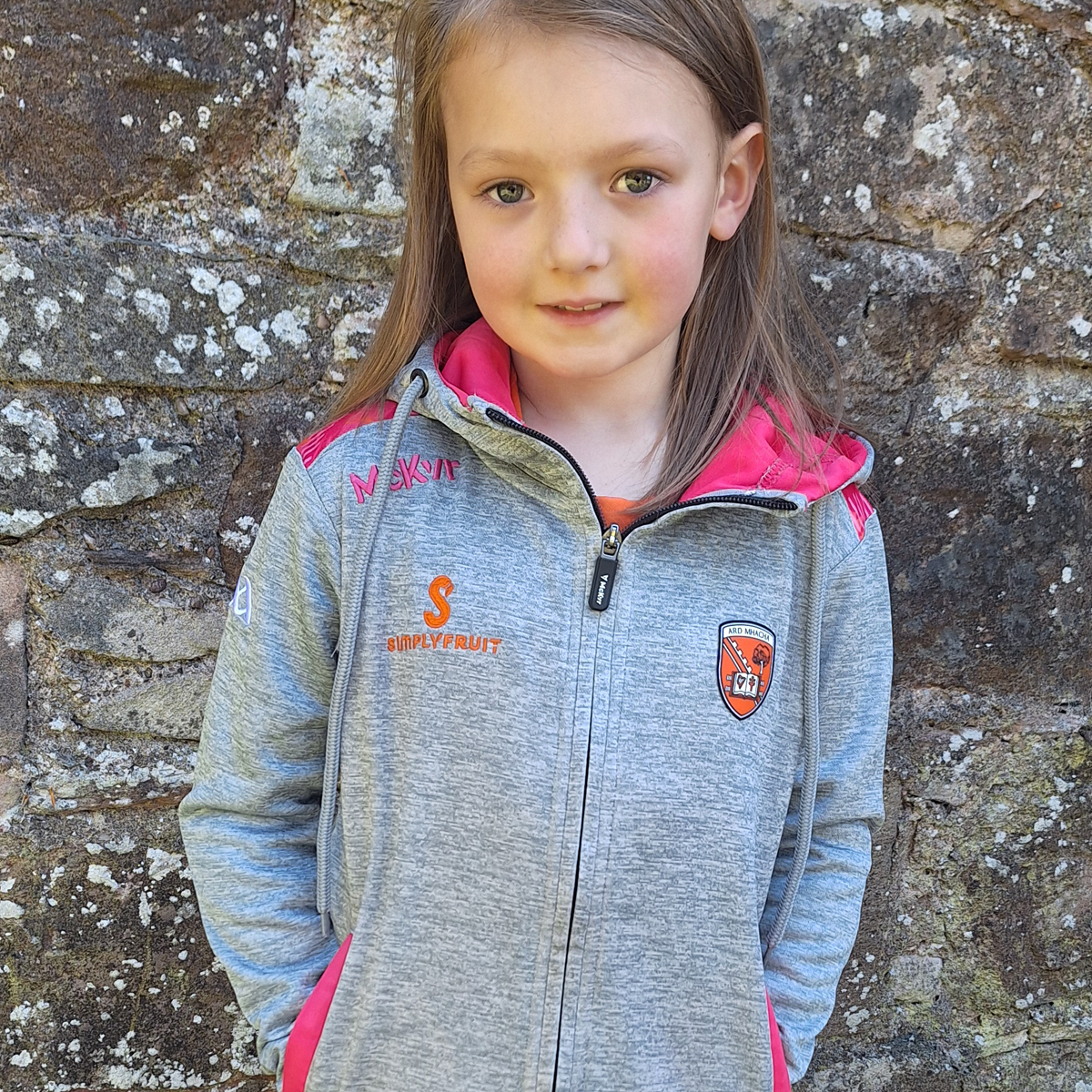 Mc Keever Armagh GAA Boost Full Zip Jacket - Girls - Grey/Pink