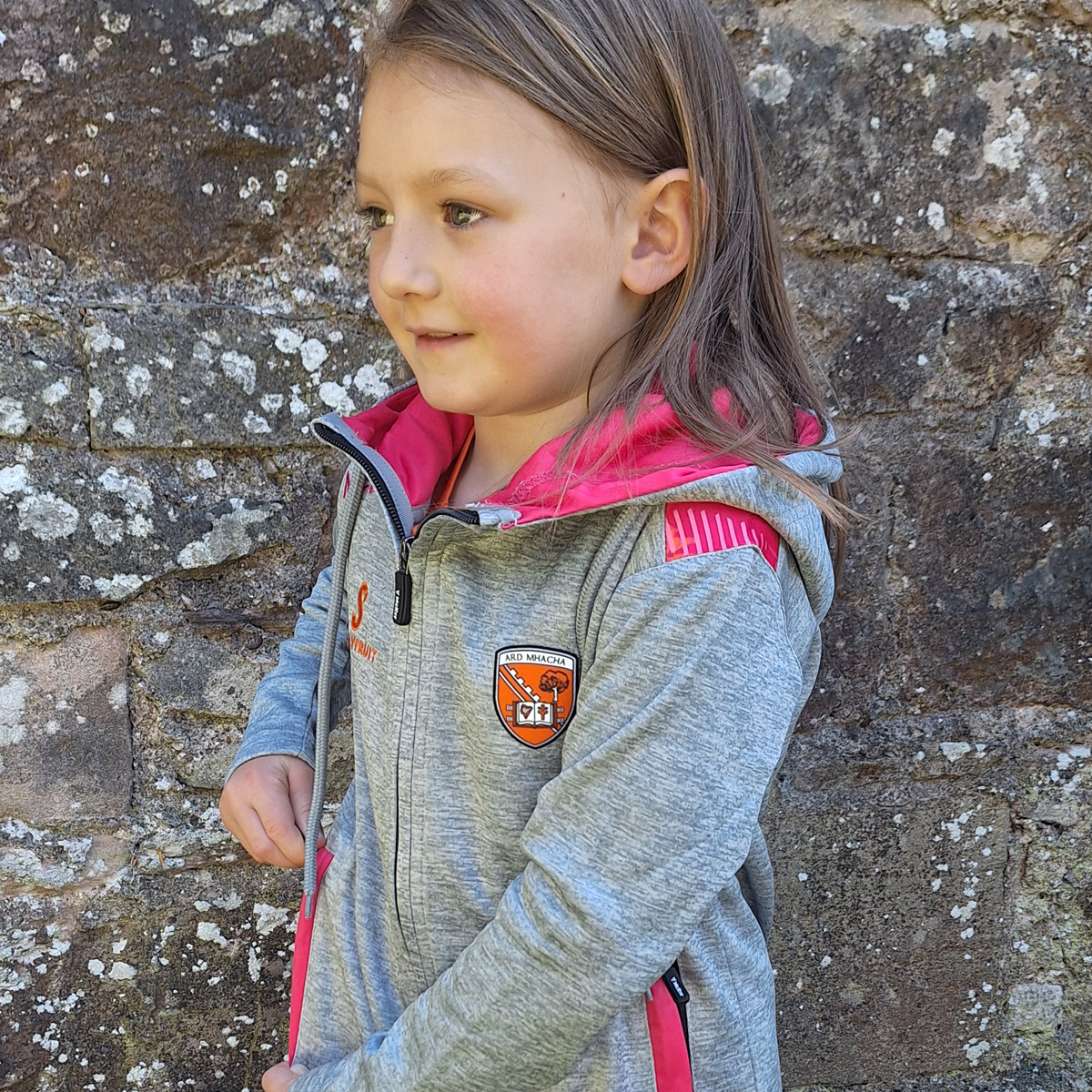 Mc Keever Armagh GAA Boost Full Zip Jacket - Girls - Grey/Pink