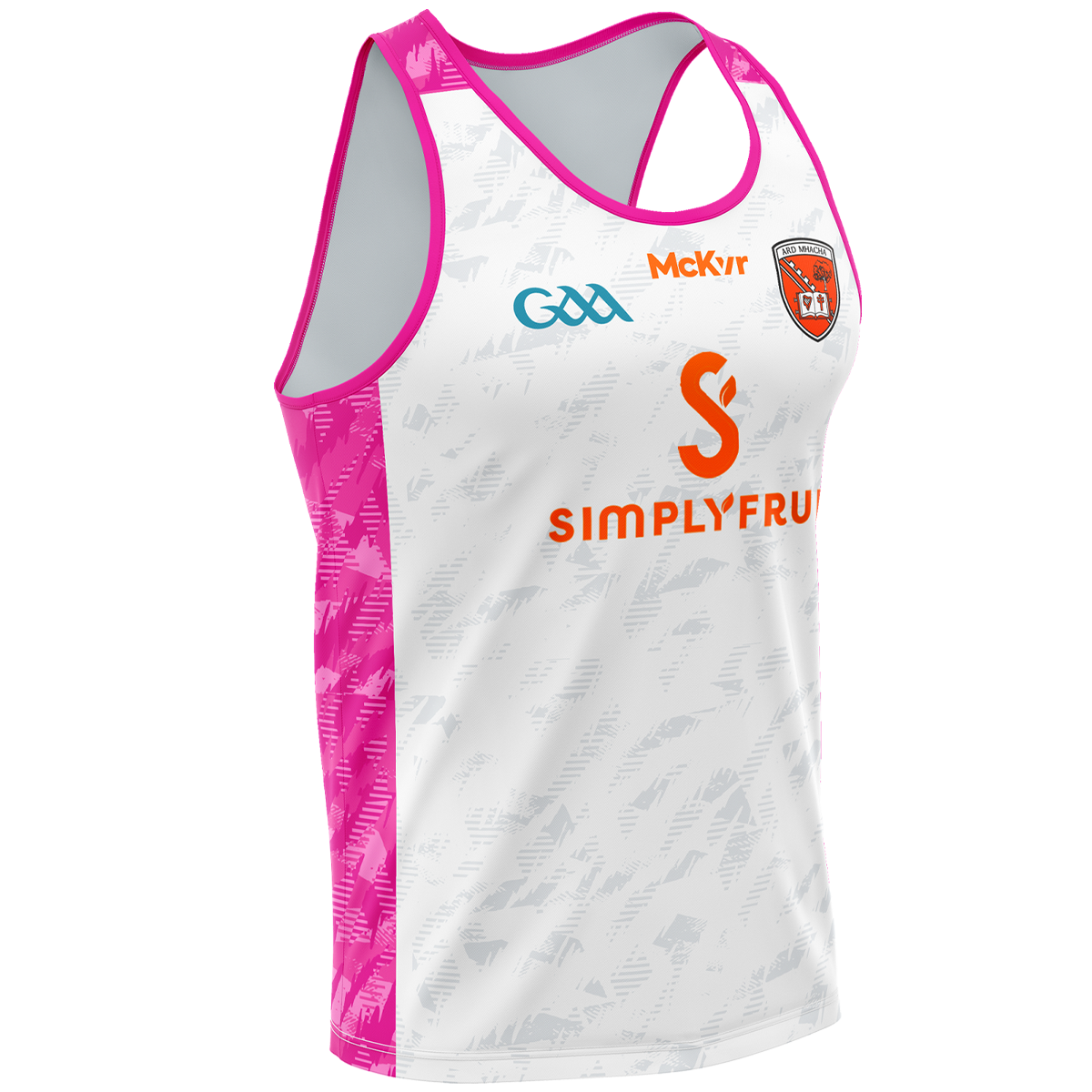 Mc Keever Armagh GAA Boost Training Vest - Youth - White/Pink