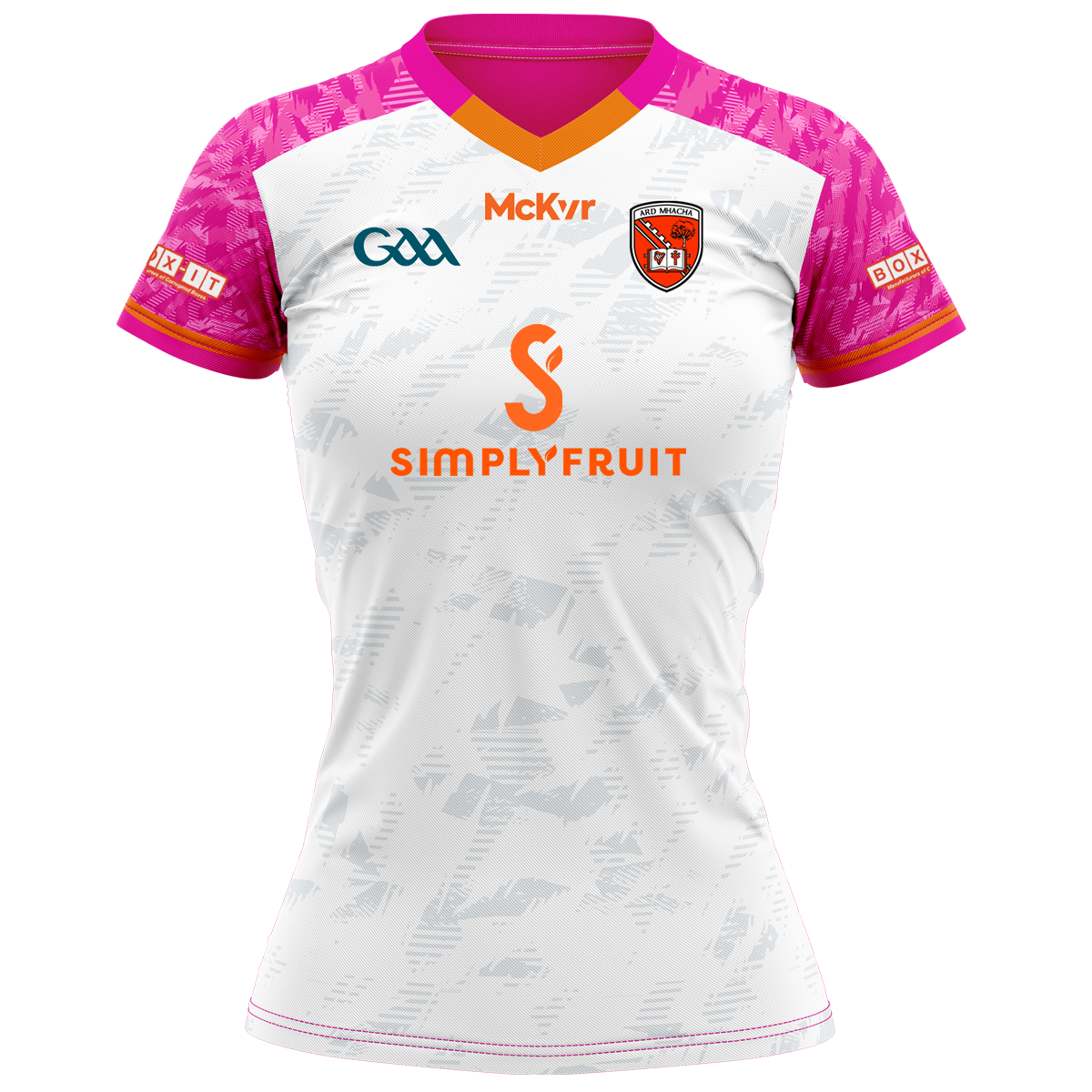 Mc Keever Armagh GAA Boost Training Jersey - Youth - White/Pink