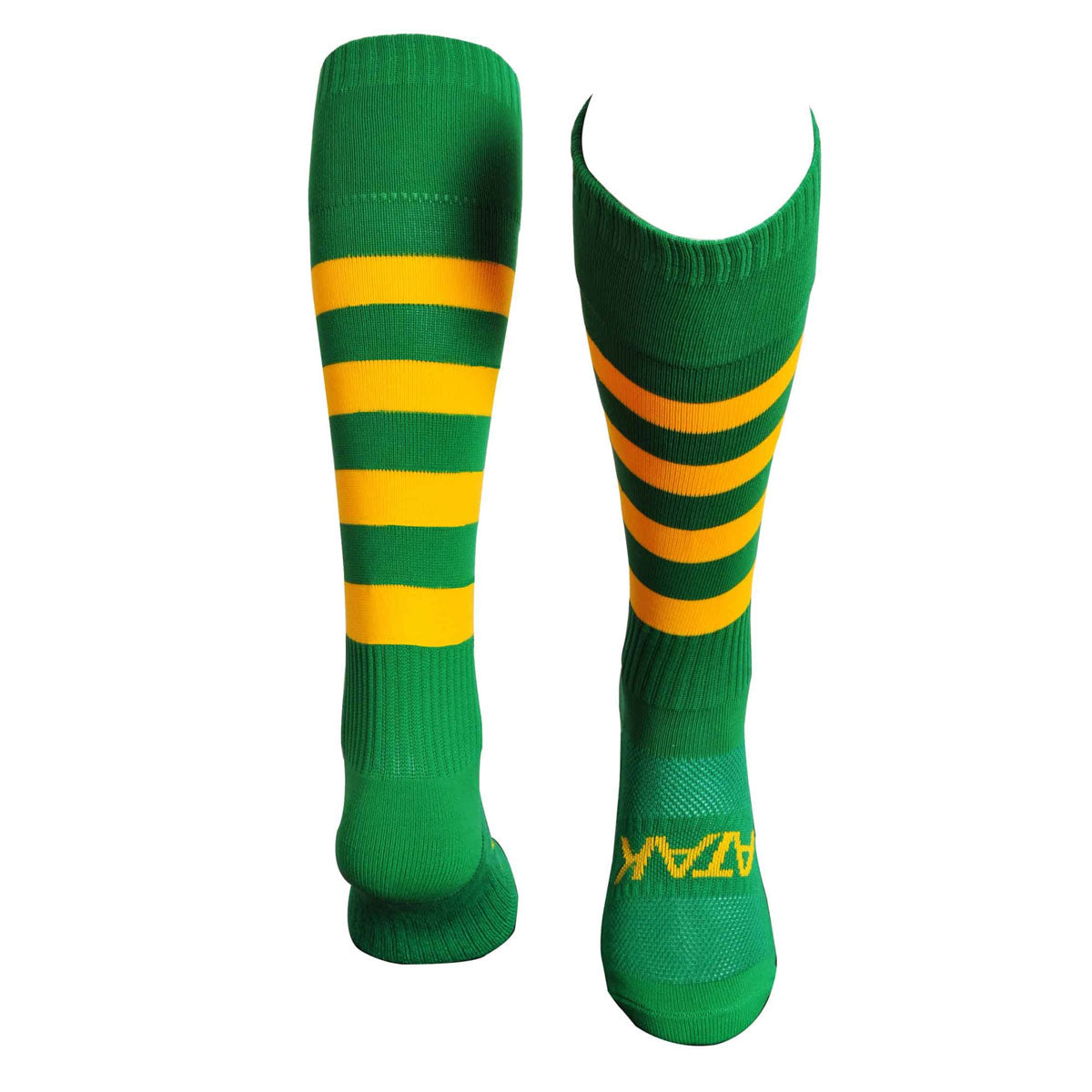Atak Hooped Sports Socks - Youth - Green/Gold