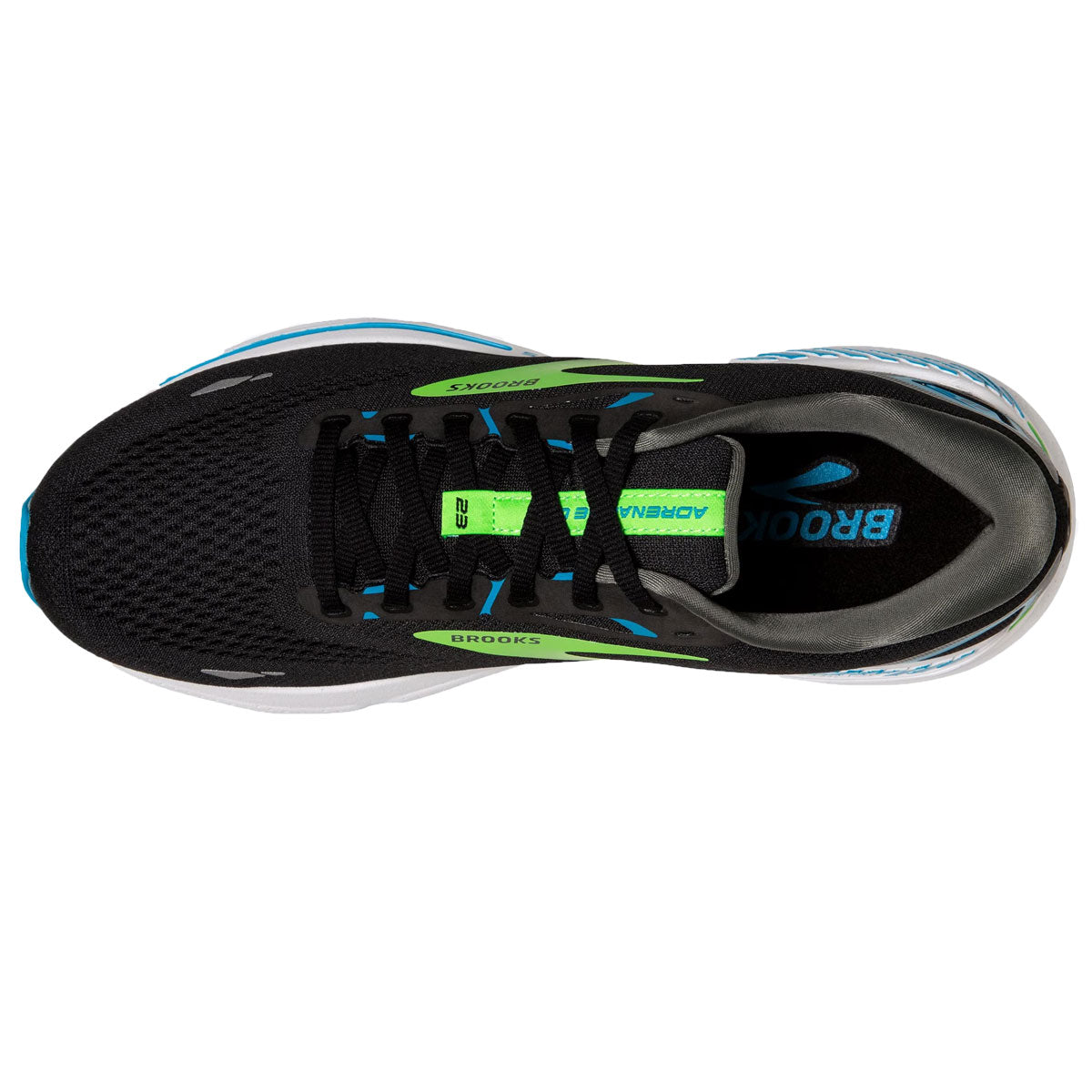 Brooks Adrenaline GTS 23 Running Shoes - Mens - Black/Hawaiian Ocean/Green
