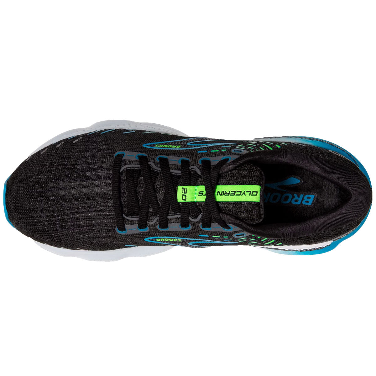Brooks Glycerin GTS 20 Running Shoes - Mens - Black/Hawaiian Ocean/Green