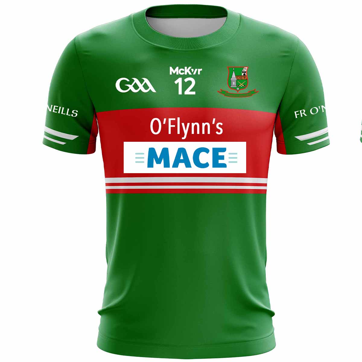 Mc Keever Fr O'Neills GAA Numbered Home Jersey - Youth - Green/Red