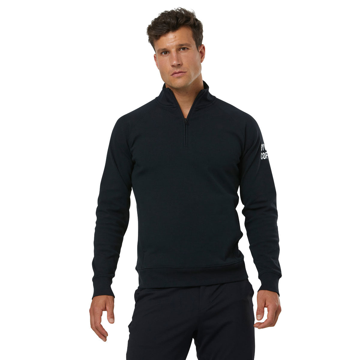 Gym+Coffee Chill Half Zip Hoodie - Mens - Black/White