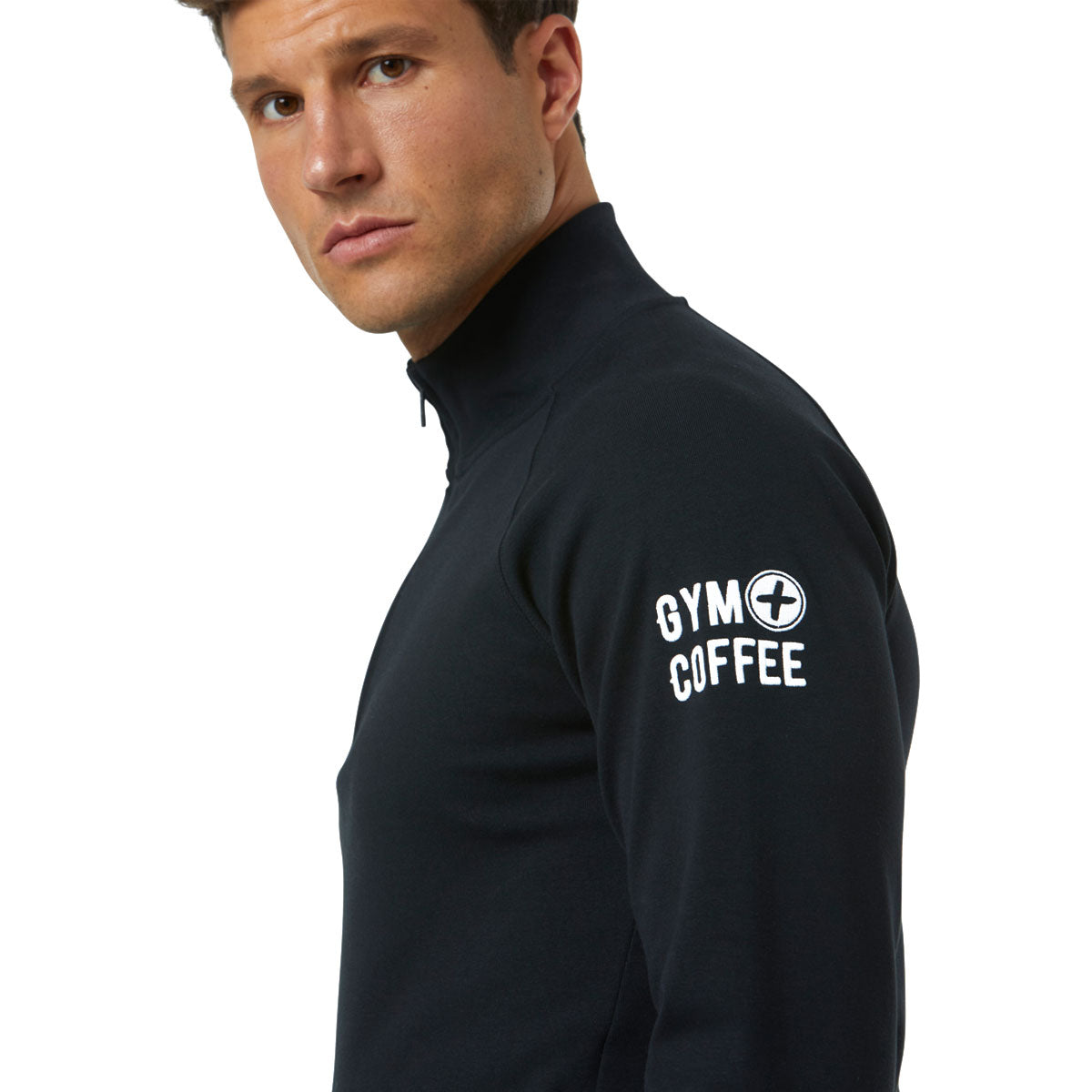 Gym+Coffee Chill Half Zip Hoodie - Mens - Black/White