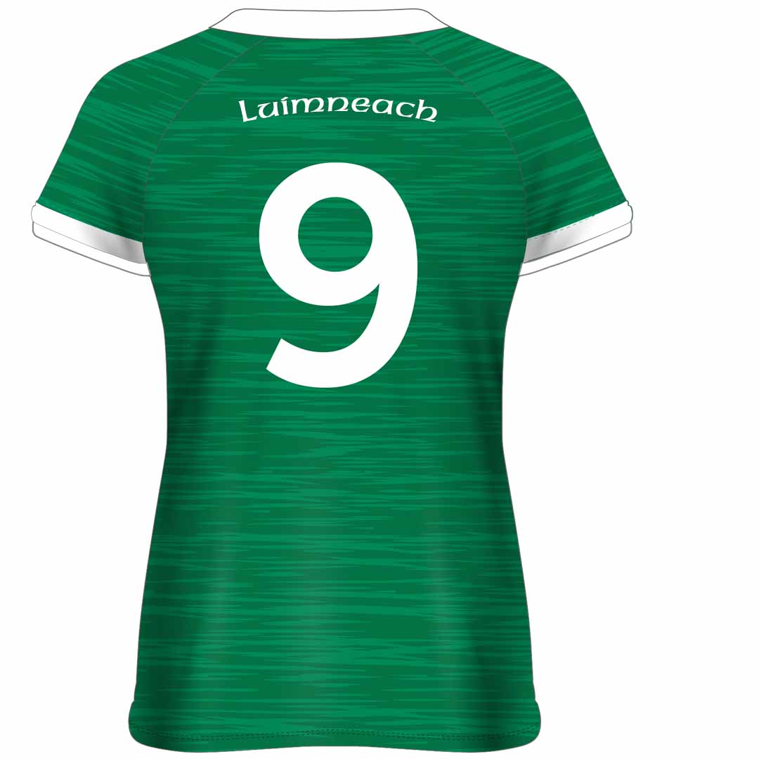 Mc Keever Limerick Camogie Official Numbered Jersey - Adult - Green/White