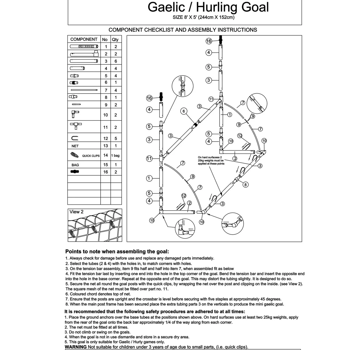 Mc Keever Sports Gaelic/Hurling Goalpost (8ft x 5ft)
