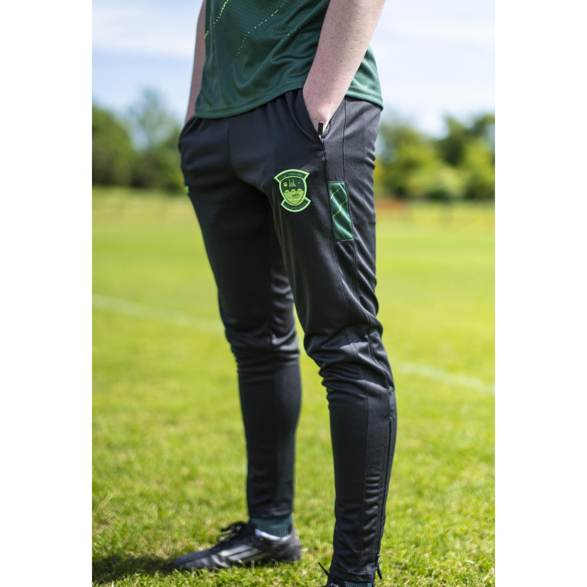 McKvr Westmeath GAA Boost Skinny Pants - Adult - Black/Bottle Green/Pop Green