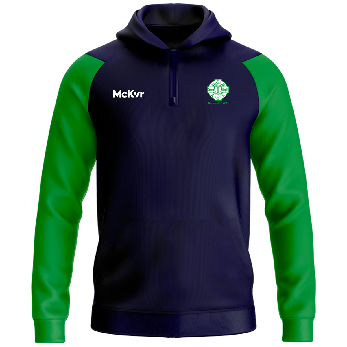 McKvr Round Tower GAA Clondalkin Core Pro 1/4 Zip Hoodie - Youth - Navy/Emerald Green