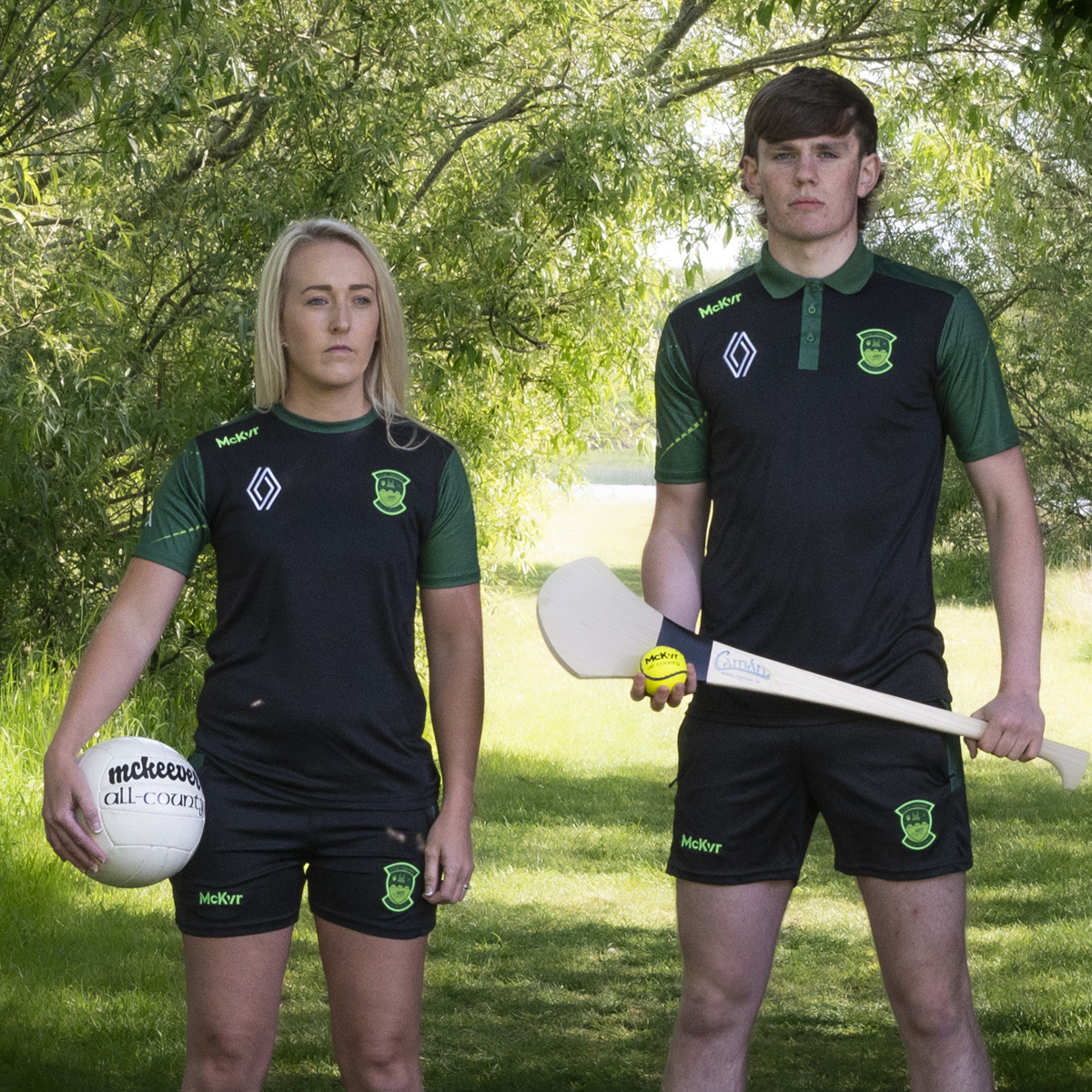 McKvr Westmeath GAA Boost Polo Top - Adult - Black/Bottle Green/Pop Green