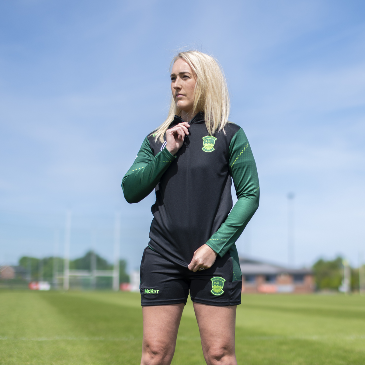 McKvr Westmeath GAA Boost 1/4 Zip Hoodie - Adult - Black/Bottle Green/Pop Green