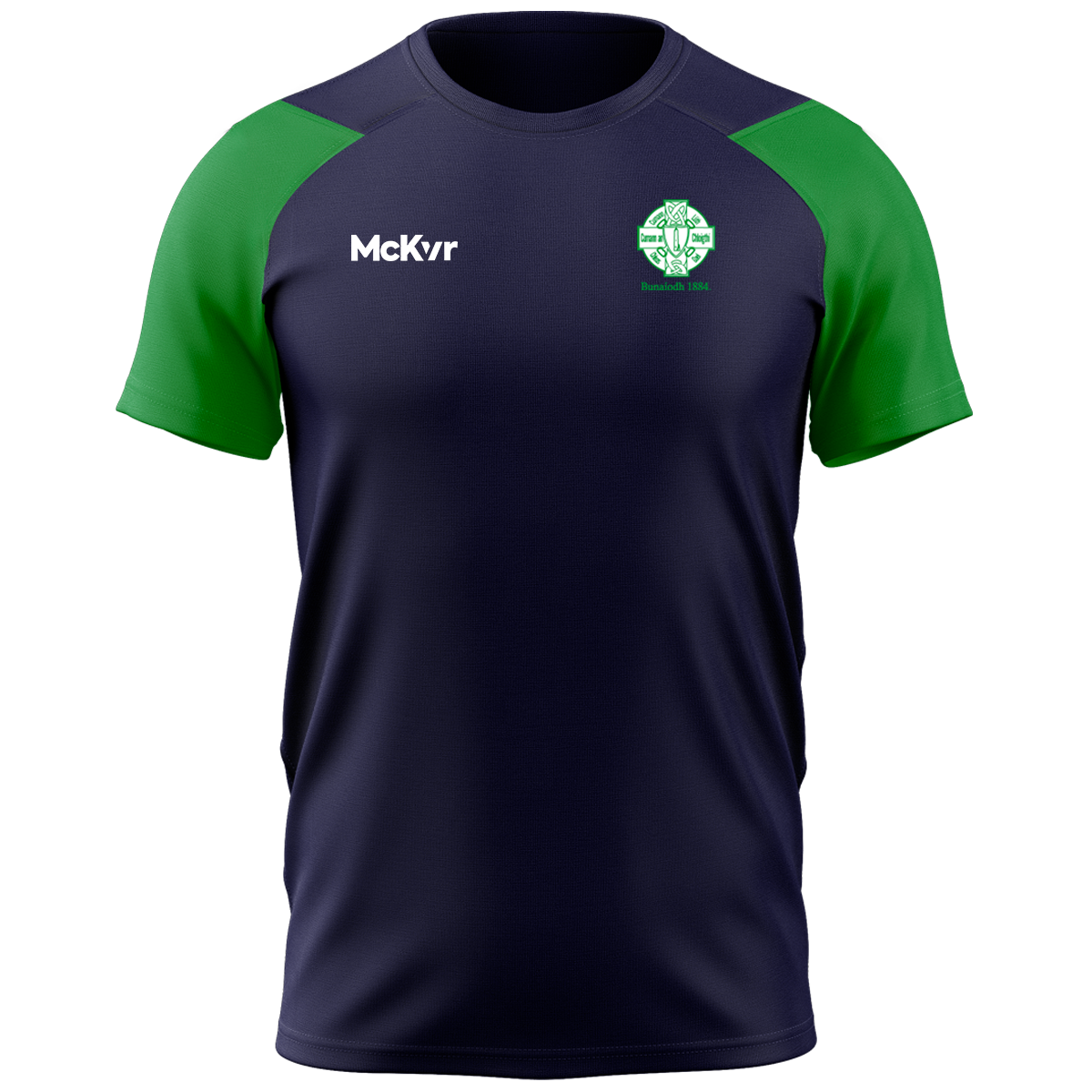 McKvr Round Tower GAA Clondalkin Core Pro Tech Tee - Youth - Navy/Emerald Green