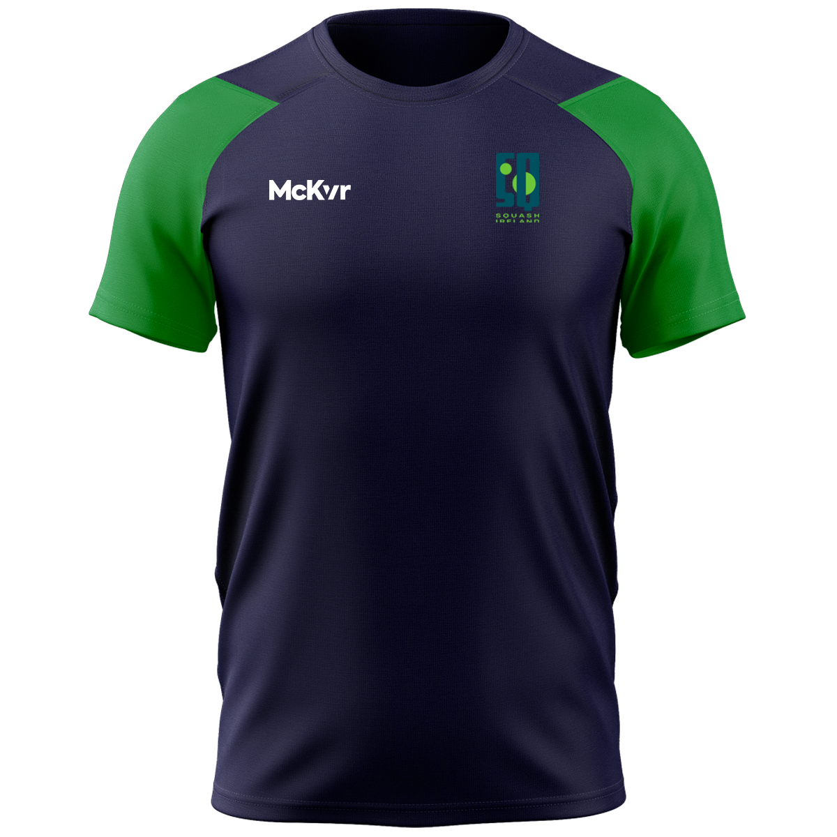 McKvr Squash Ireland Core Pro Tech Tee - Adult - Navy/Emerald Green