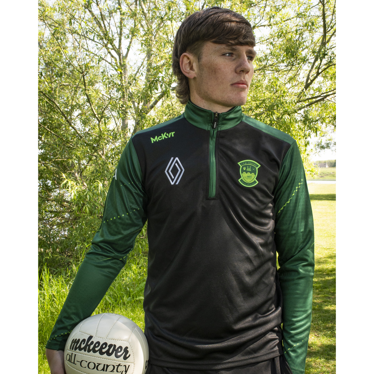 McKvr Westmeath GAA Boost 1/4 Zip Top - Adult - Black/Bottle Green/Pop Green