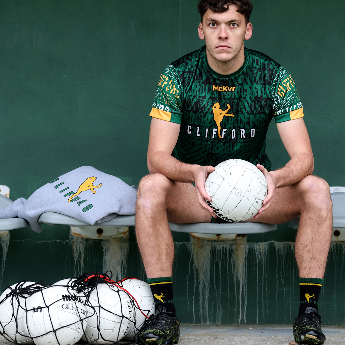 McKvr Clifford Mid Sock - Youth - Black/Green/Amber