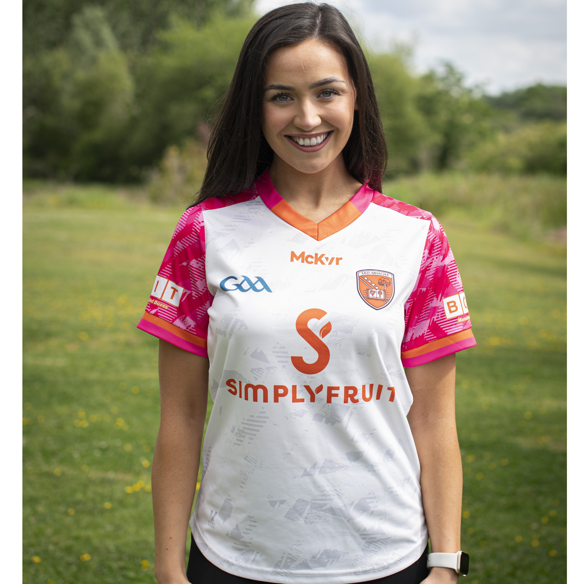 Mc Keever Armagh GAA Boost Training Jersey - Womens - White/Pink