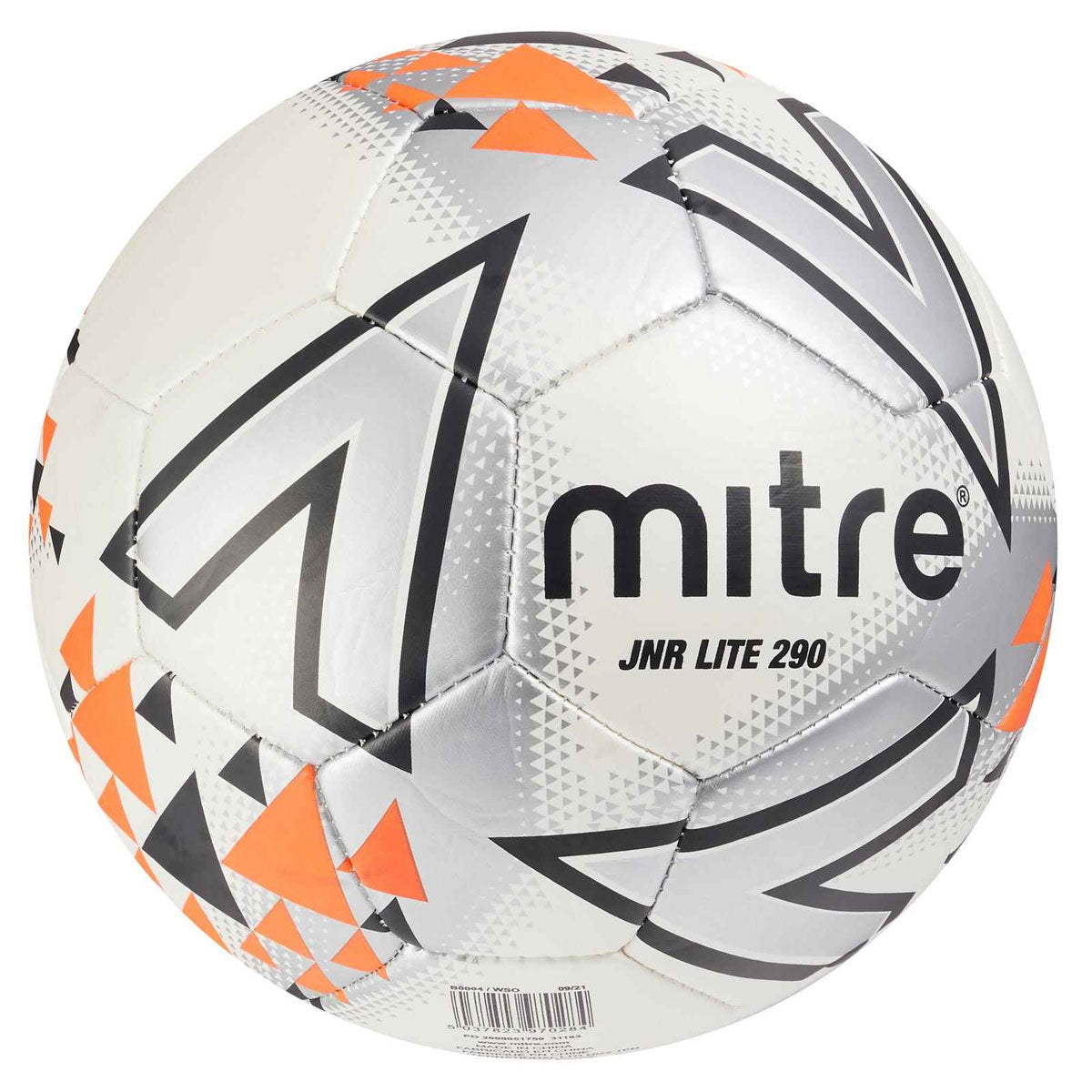 Mitre Lite 290 JU Football - White/Silver/Orange Size 5