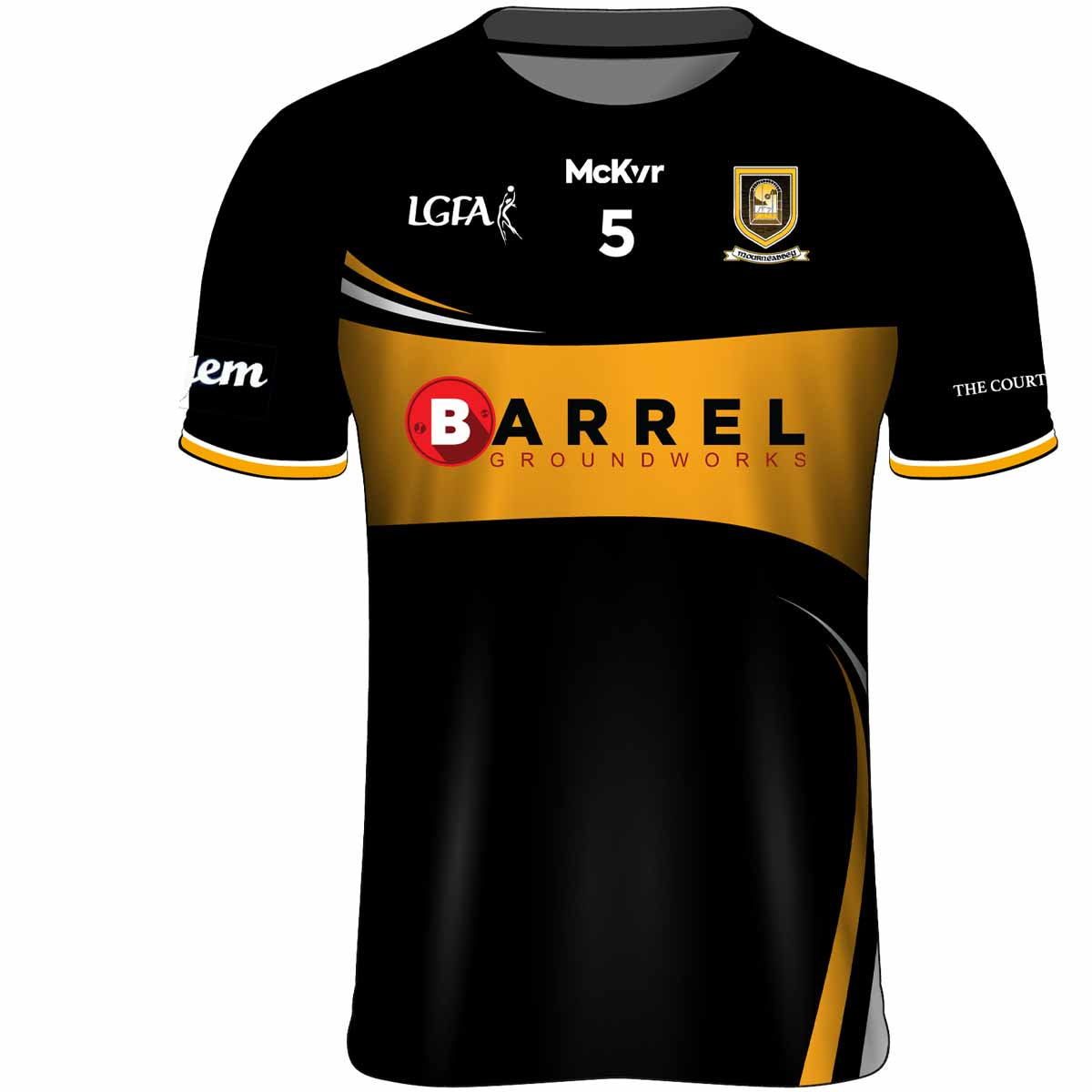 Mc Keever Mourneabbey LGFA Numbered Home Jersey - Adult - Black/Yellow