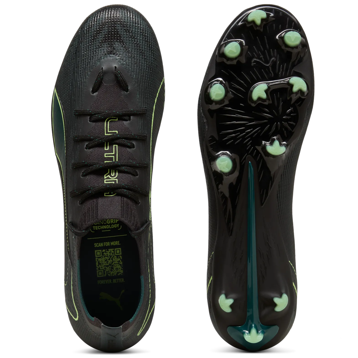Puma Ultra 6 Pro FG/AG Football Boots - Adult - Black/Fizzy Light/Green