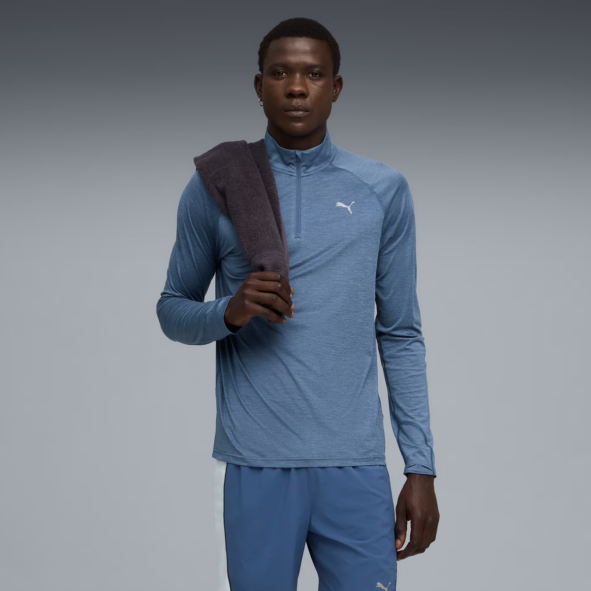 Puma Run Velocity Cloudspun 1/4 Zip Top - Mens - Dark Indigo/Heather