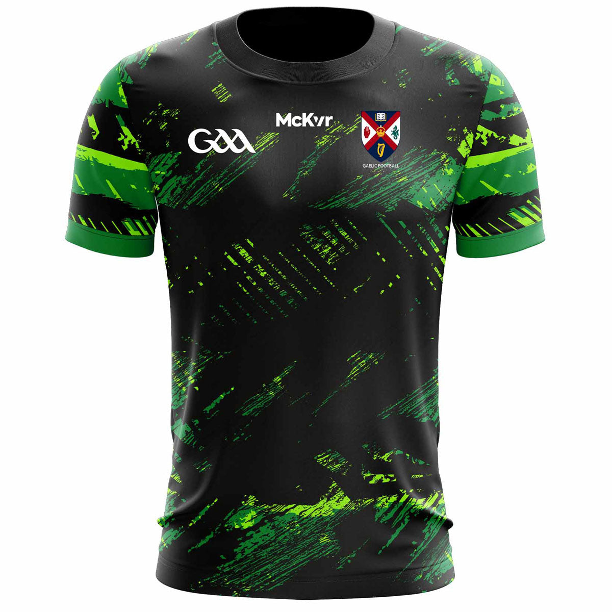 Mc Keever Queens Gaelic Football Training Jersey - Adult - Black/Green Player Fit