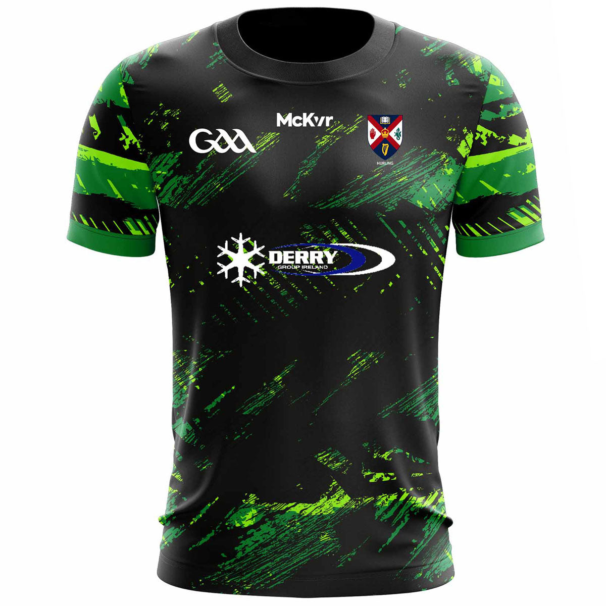 Mc Keever Queens Hurling Training Jersey - Adult - Black/Green Player Fit