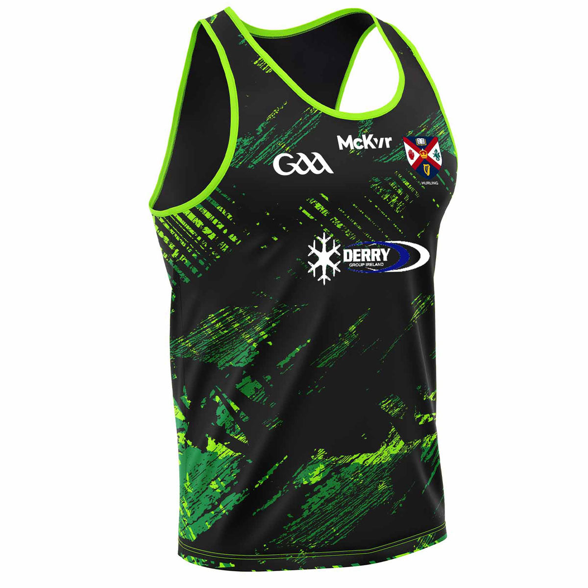Mc Keever Queens Hurling Training Vest - Adult - Black/Green