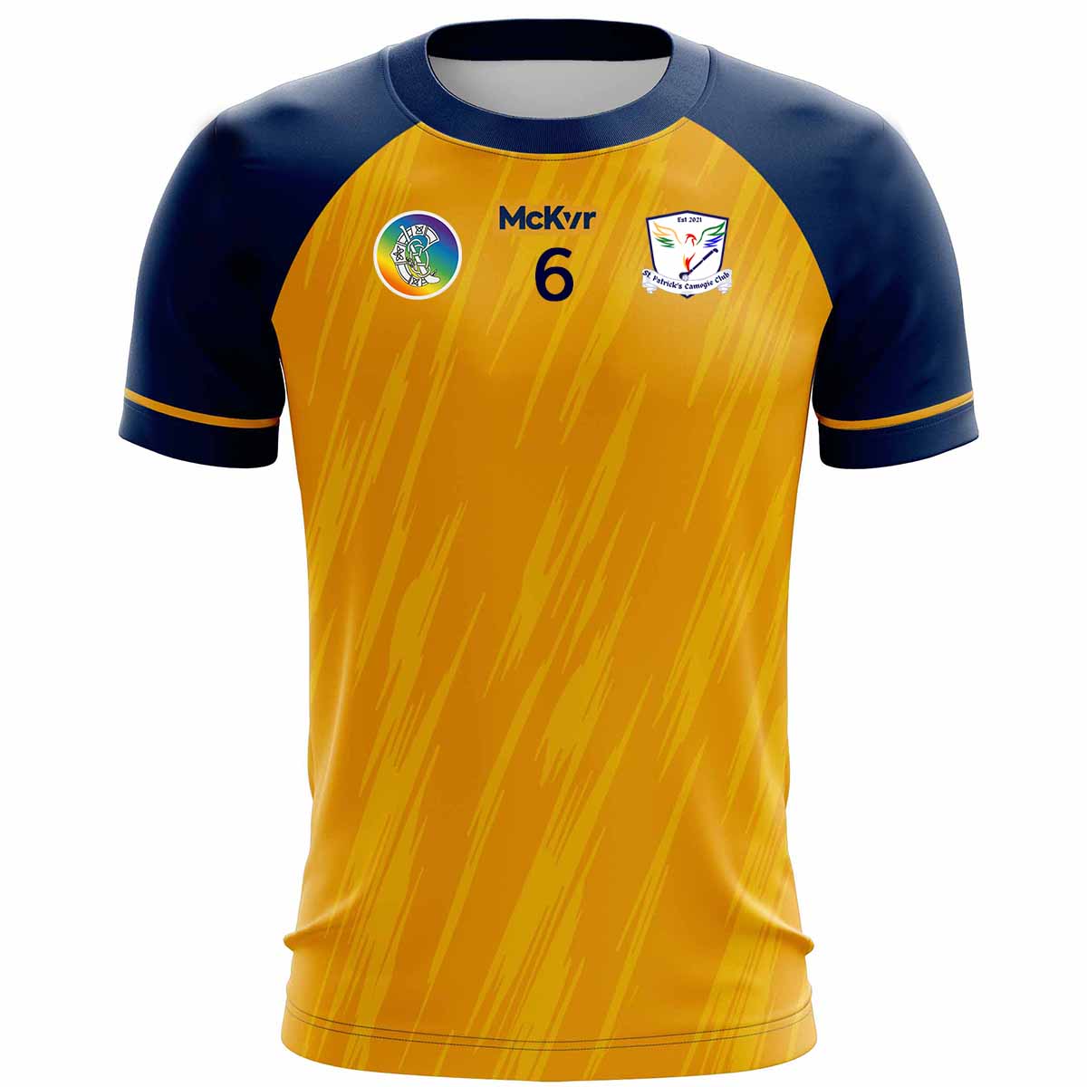 McKvr St Patricks Camogie Club Numbered Playing Jersey - Adult - Saffron/Navy