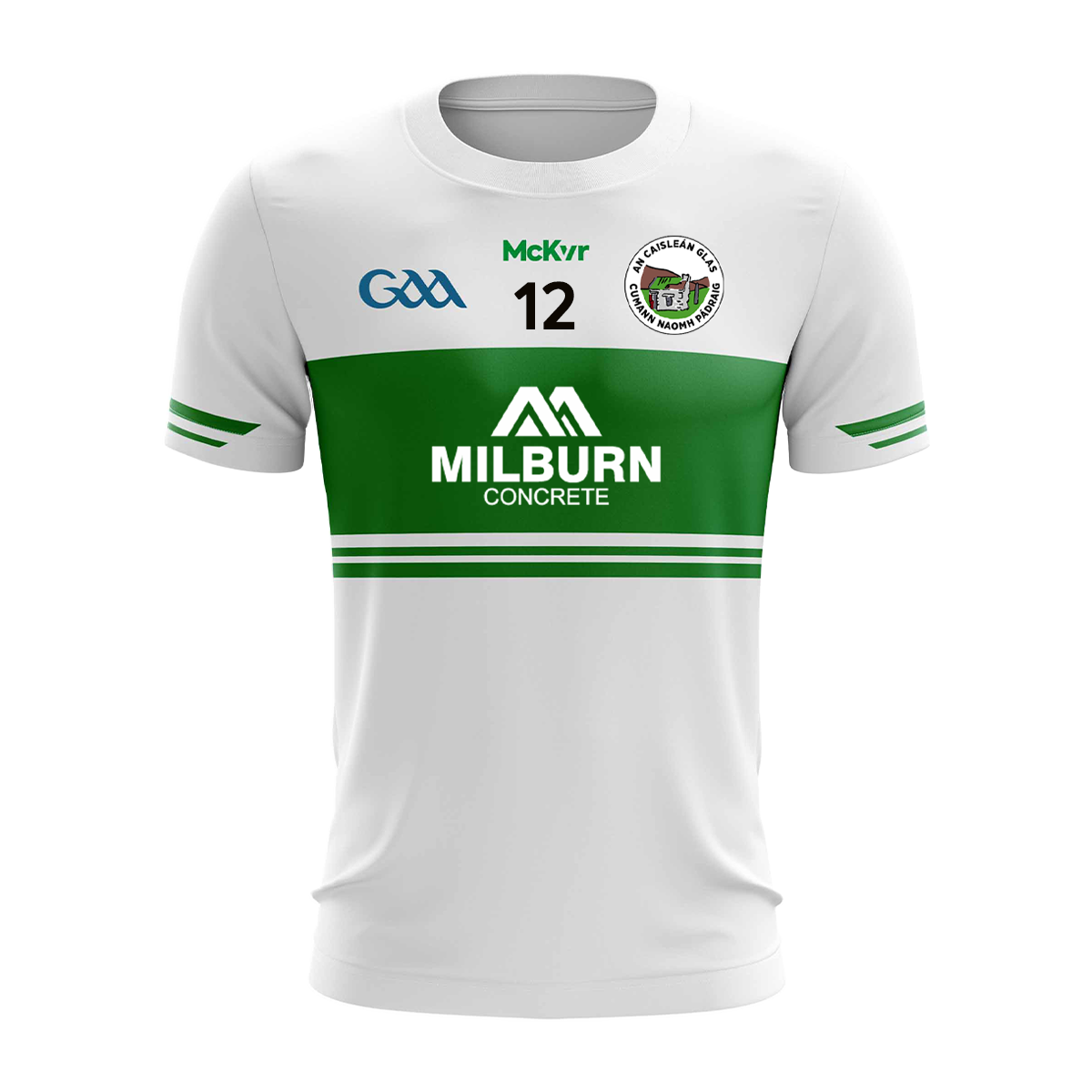 McKvr St Patricks Greencastle GFC Numbered Playing Jersey - Adult - White/Green