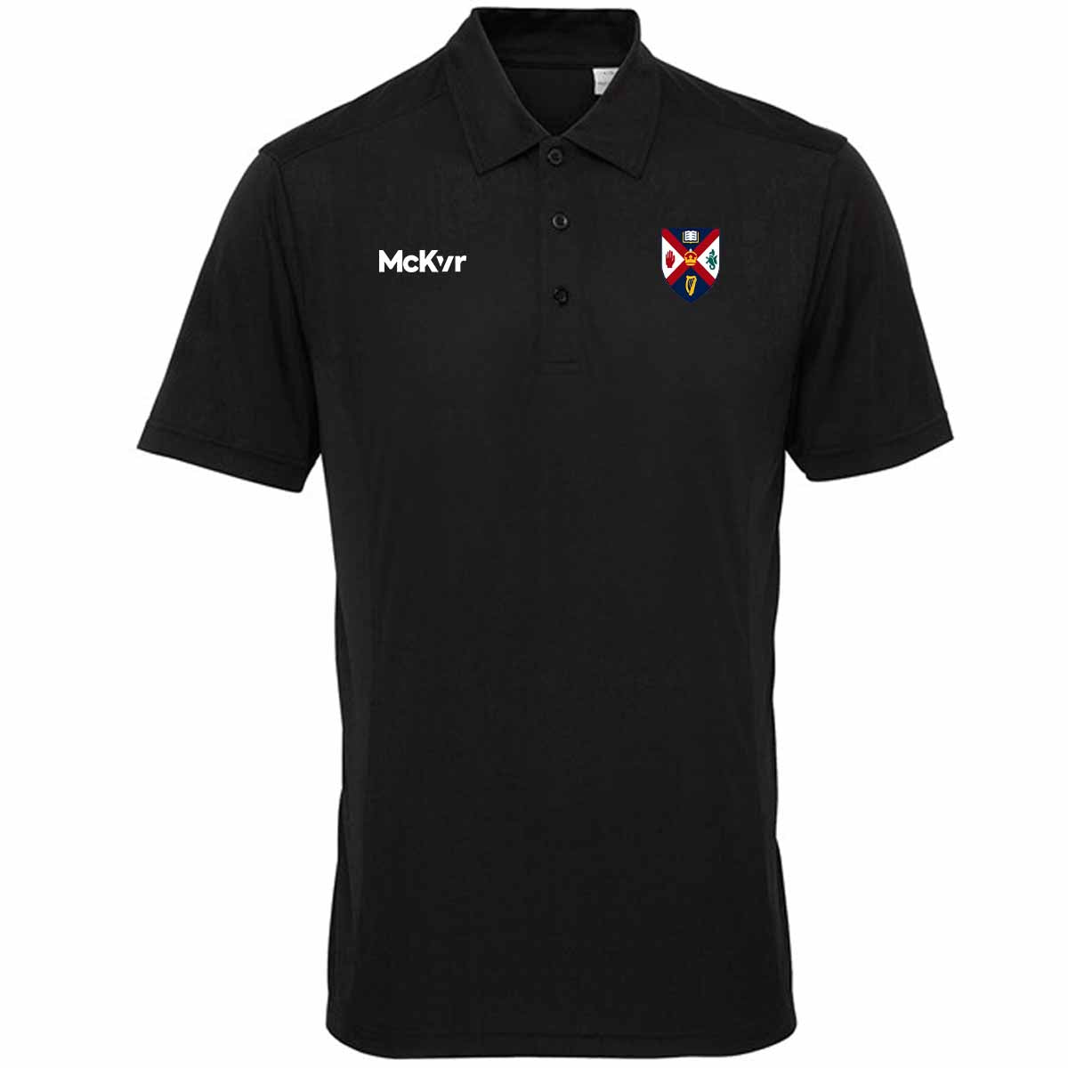 Mc Keever Queens Athletics Panelled Polo Top - Adult - Black