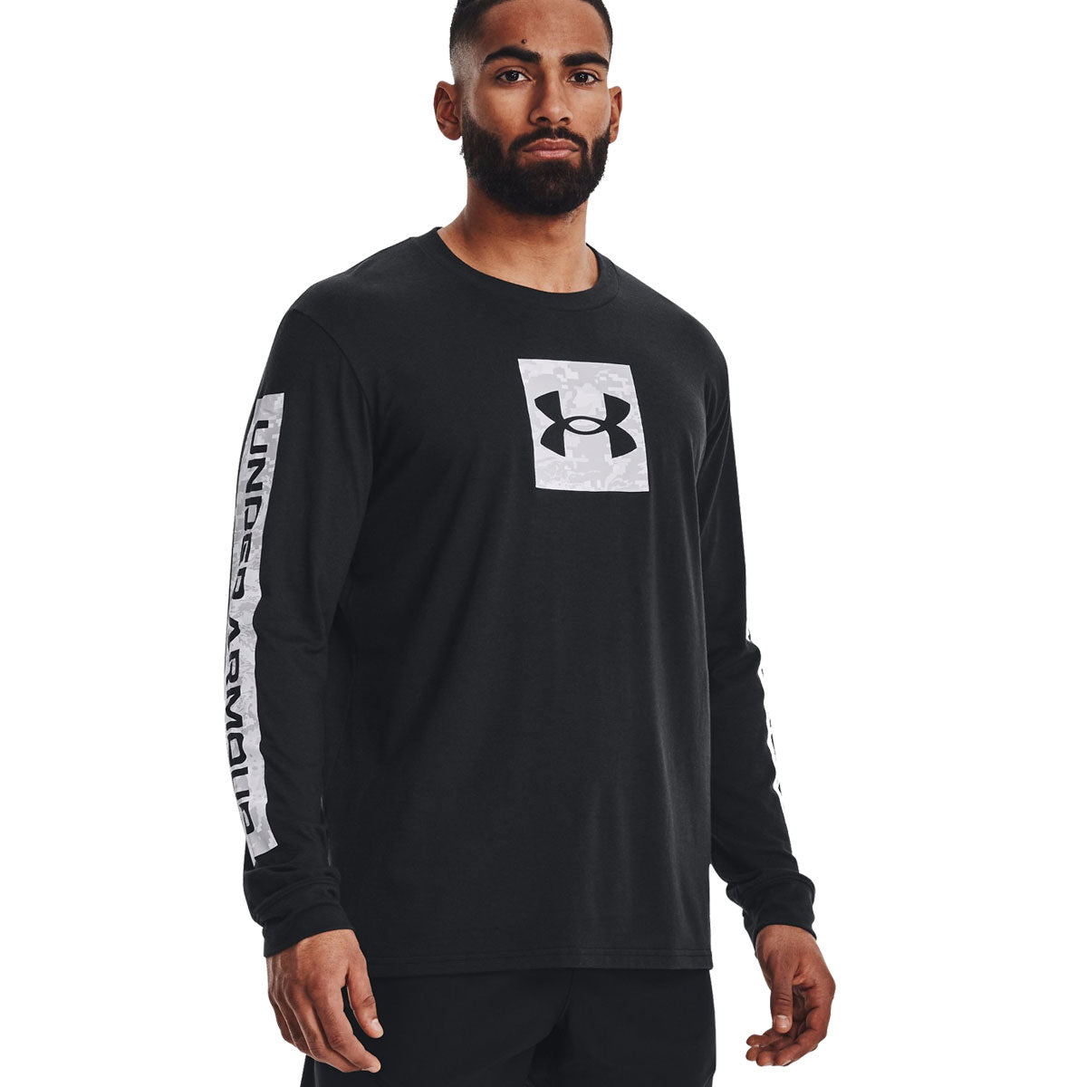Under Armour Camo Boxed Sportstyle Long Sleeve Tee - Mens - Black/White