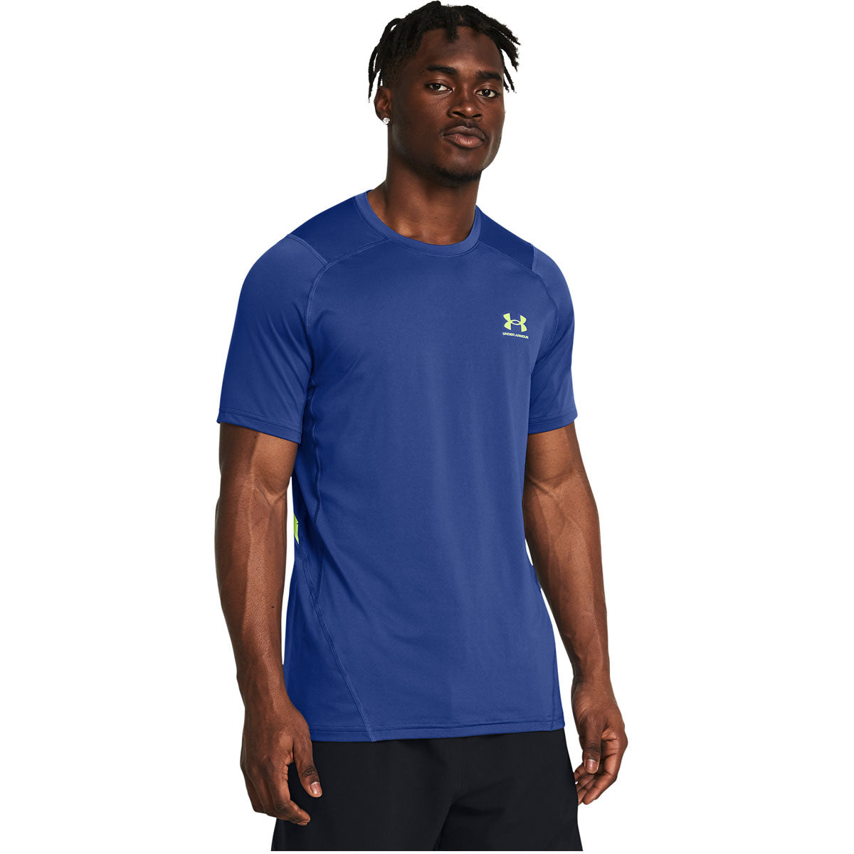 Under Armour Heatgear Fitted Graphic Short Sleeve Tee - Mens - Tech Blue/Morph Green