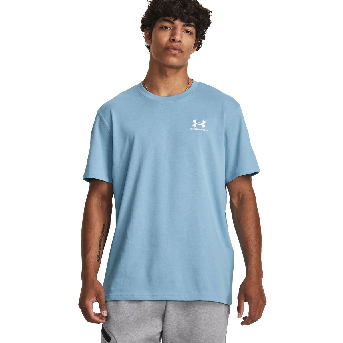 Under Armour Logo Embroidered Heavyweight Tee - Mens - Blizzard/White