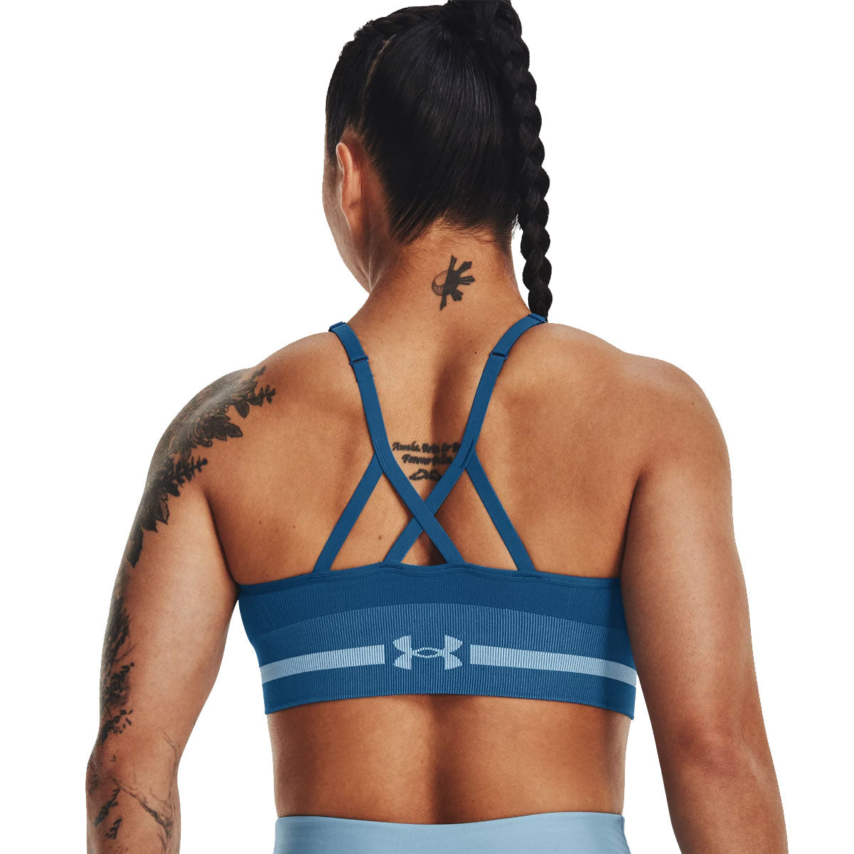 Under Armour Seamless Low Long Sports Bra - Womens - Varsity Blue/Blizzard