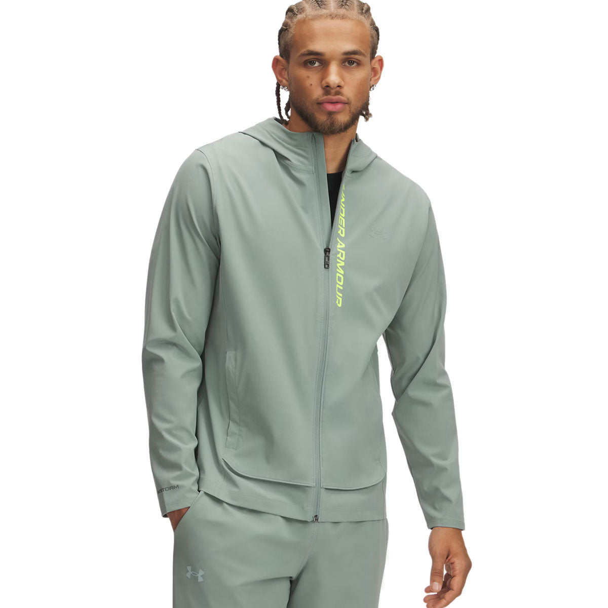 Under Armour OutRun The Storm Jacket - Mens - Silica Green/High Vis Yellow/Reflective