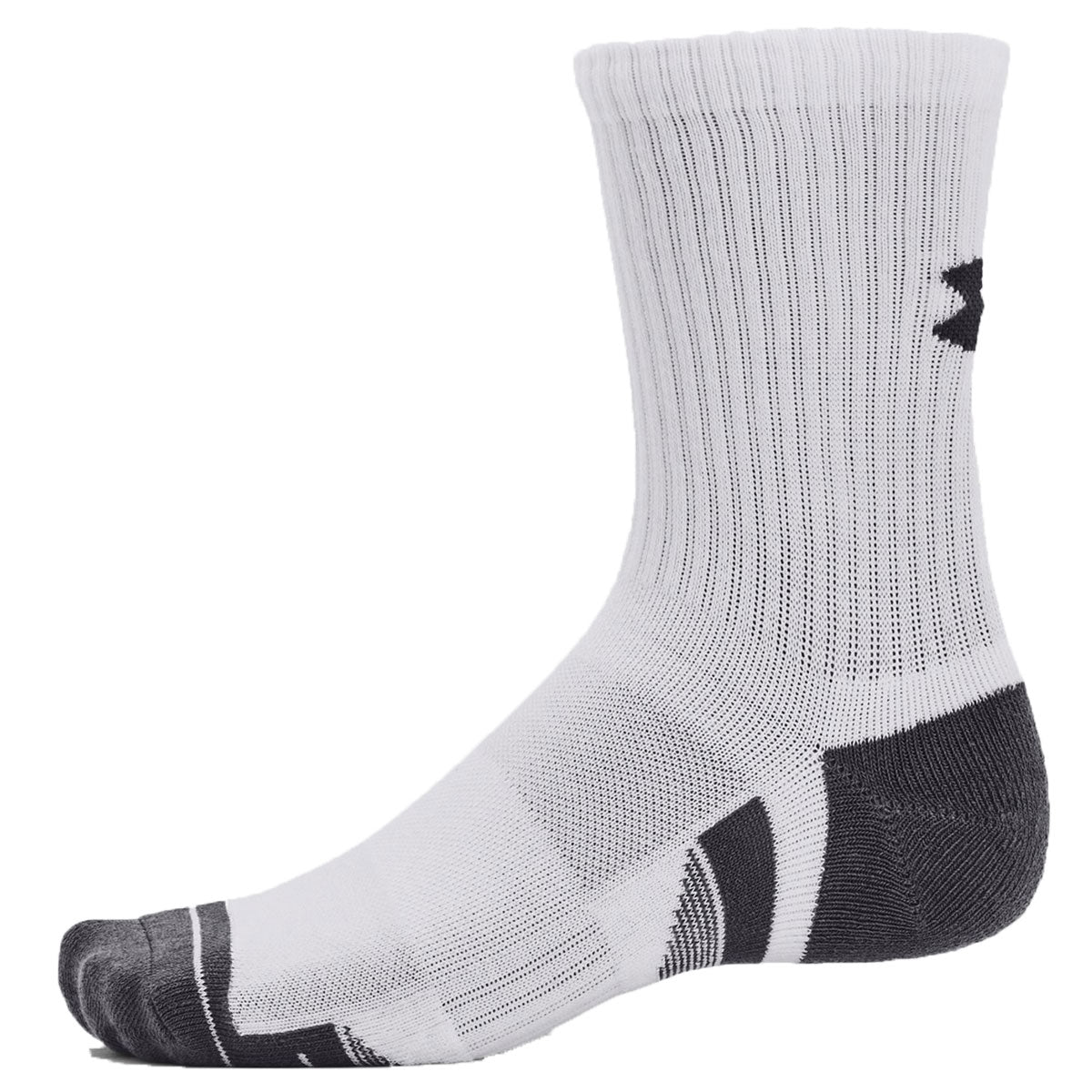 Under Armour Performance Cotton 3 Pack Mid Socks - Adult - White/Pitch Grey