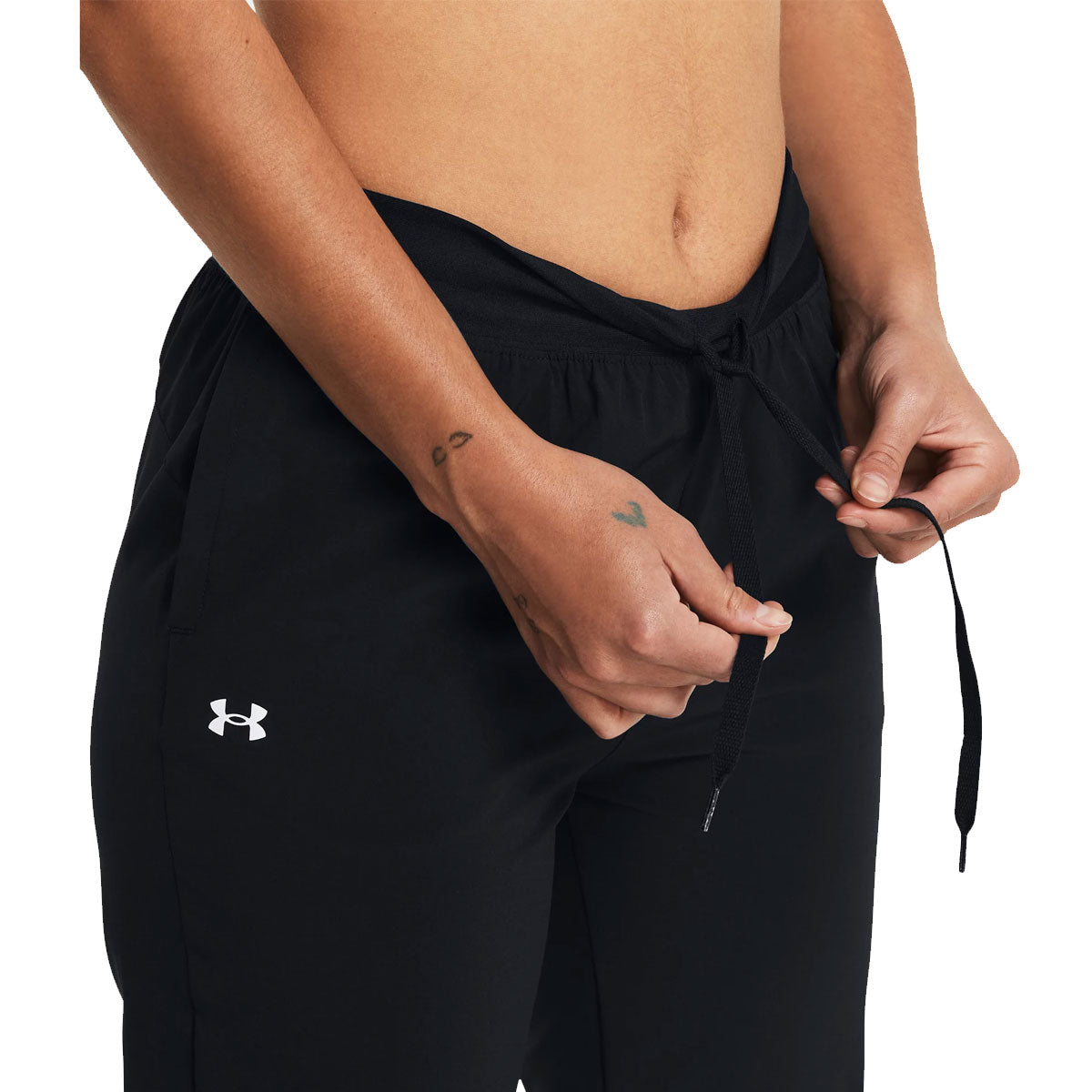Under Armour Rival High Rise Woven Pants - Womens - Black/White