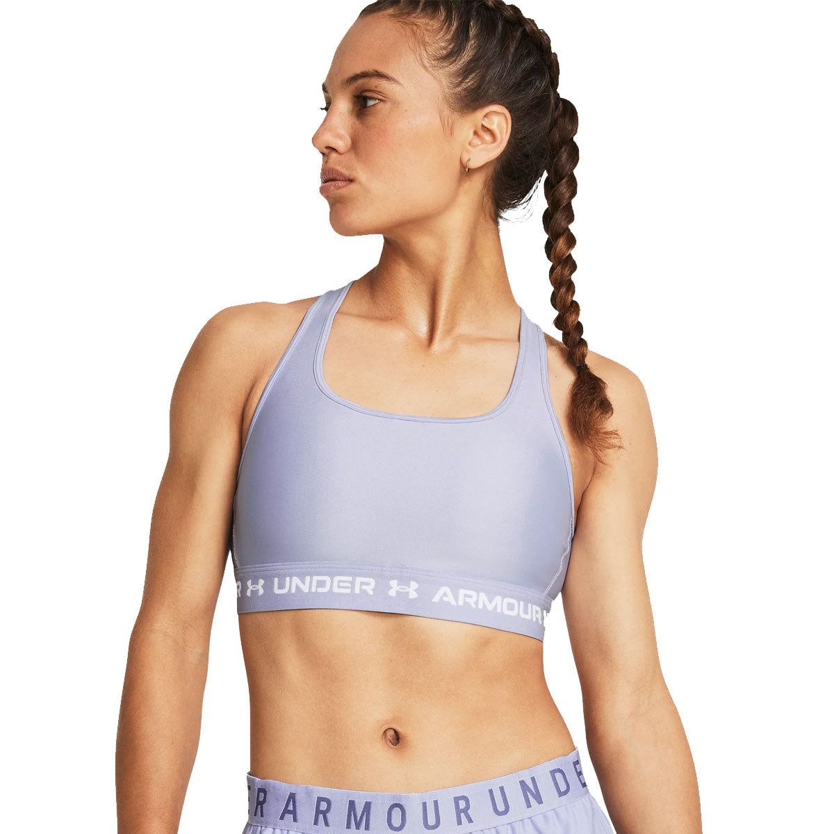 Under Armour Armour Mid Crossback Sports Bra - Womens - Celeste/White