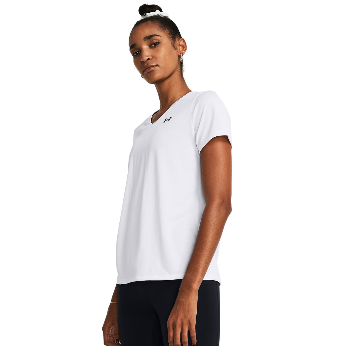 Under Armour Tech Solid V-Neck Short Sleeve Tee - Womens - White/Black
