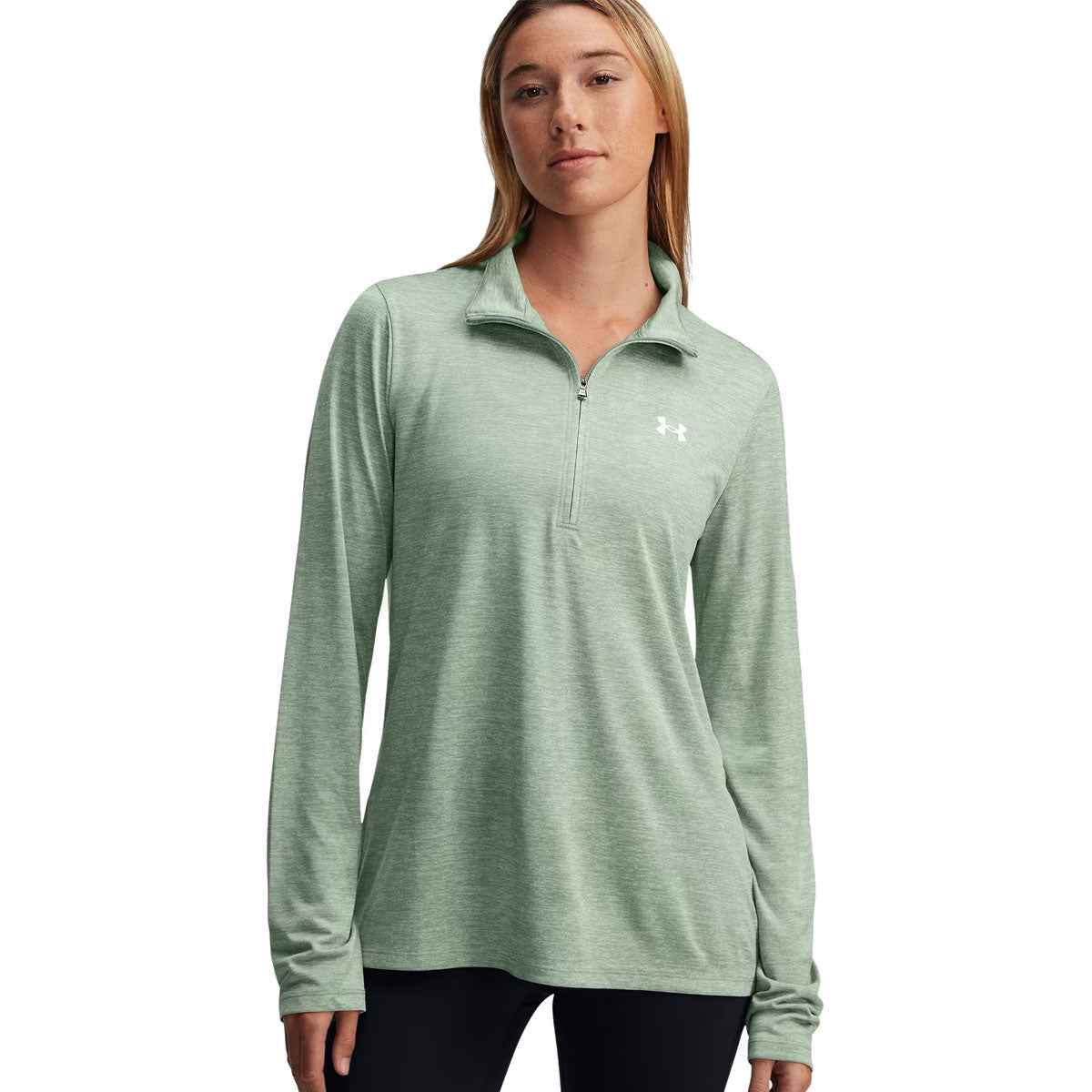 Under Armour Tech 1/2 Zip Twist - Womens - Silica Green/White