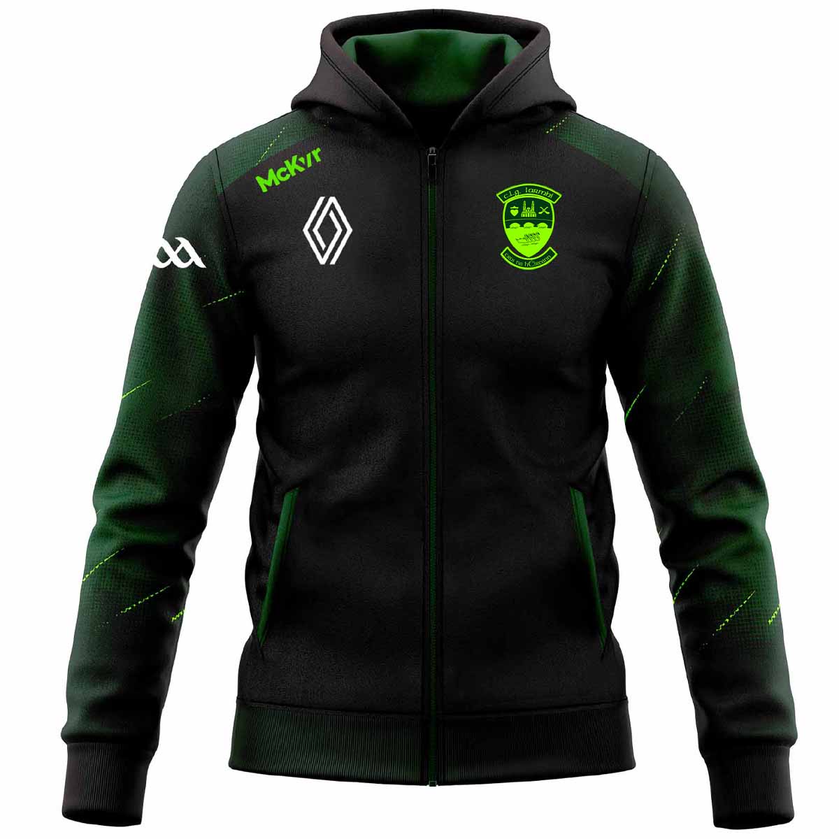 McKvr Westmeath GAA Boost Full Zip Hoodie - Adult - Black/Bottle Green/Pop Green