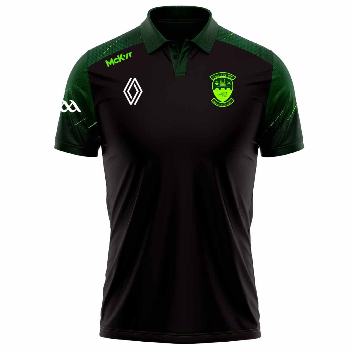 McKvr Westmeath GAA Boost Polo Top - Adult - Black/Bottle Green/Pop Green