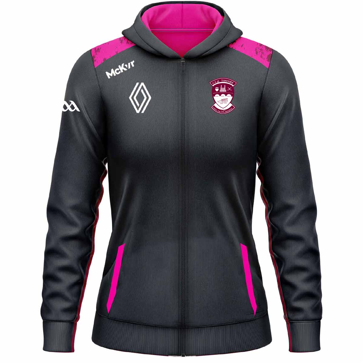 McKvr Westmeath GAA Boost Full Zip Hoodie - Girls - Charcoal/Magenta