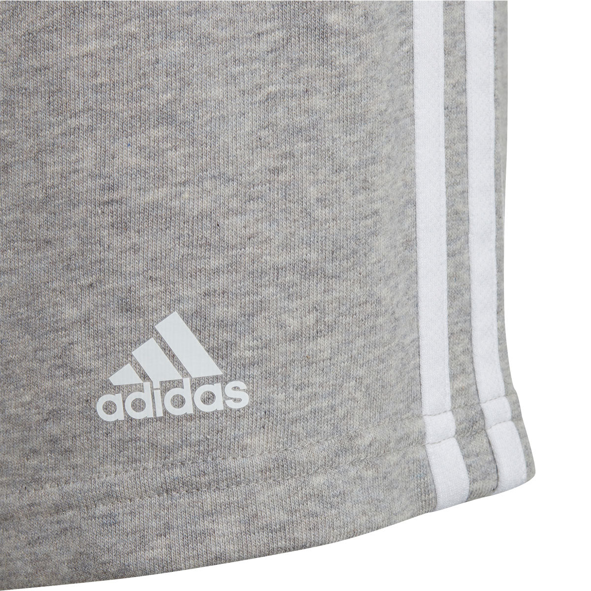 adidas 3 Stripe Shorts - Girls - Grey/White