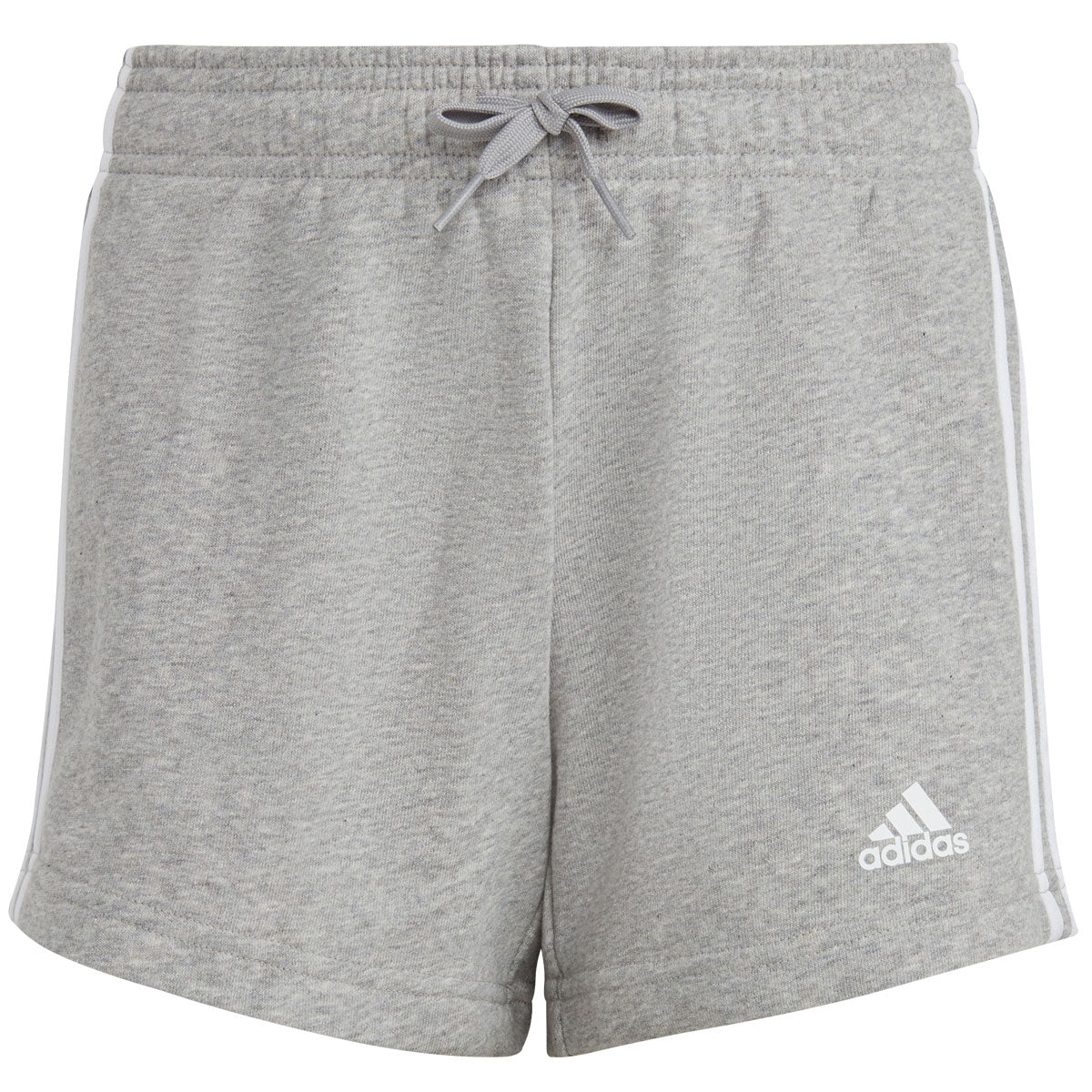 adidas 3 Stripe Shorts - Girls - Grey/White