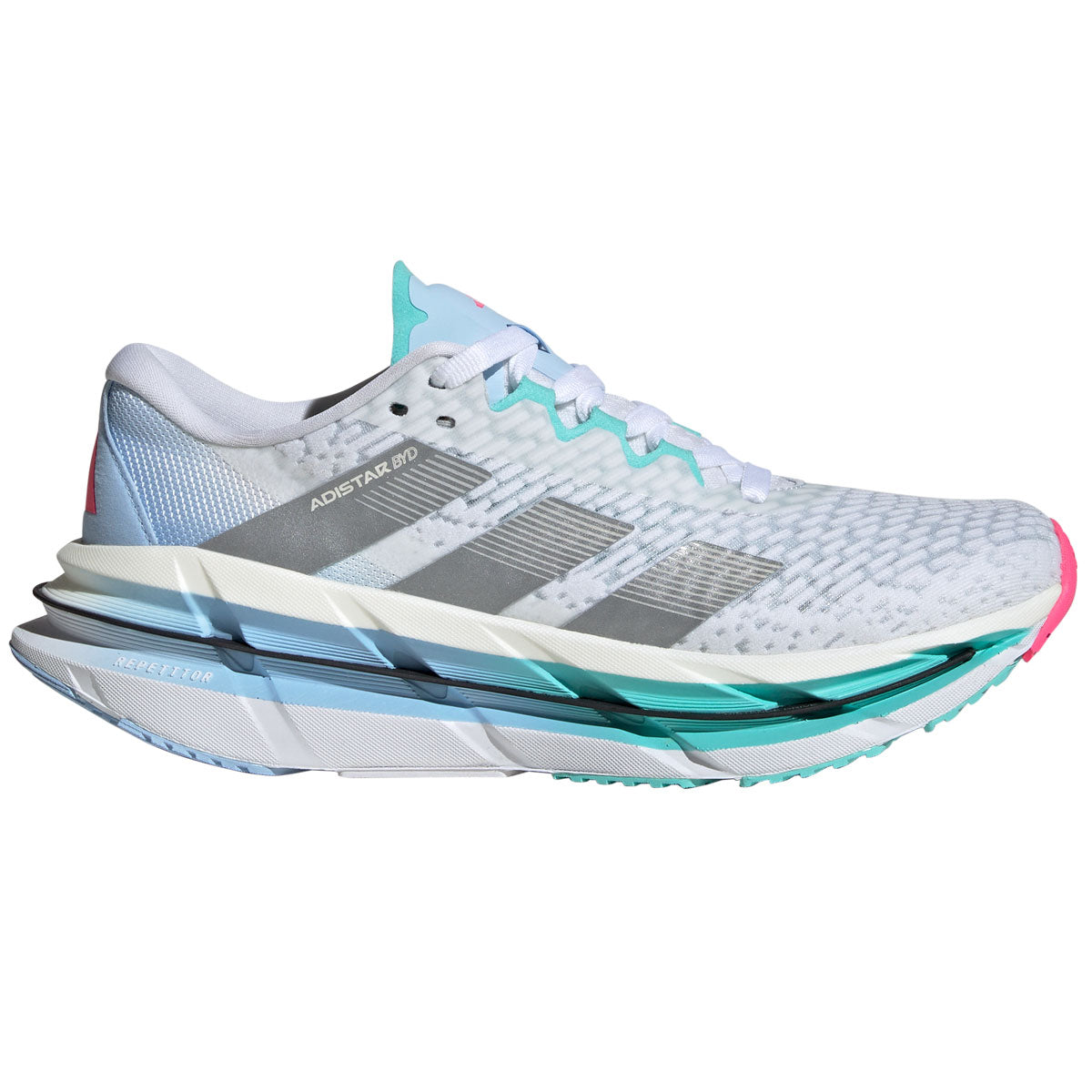 adidas Adistar Byd Running Shoes - Womens - White/Silver Metallic/Flash Aqua