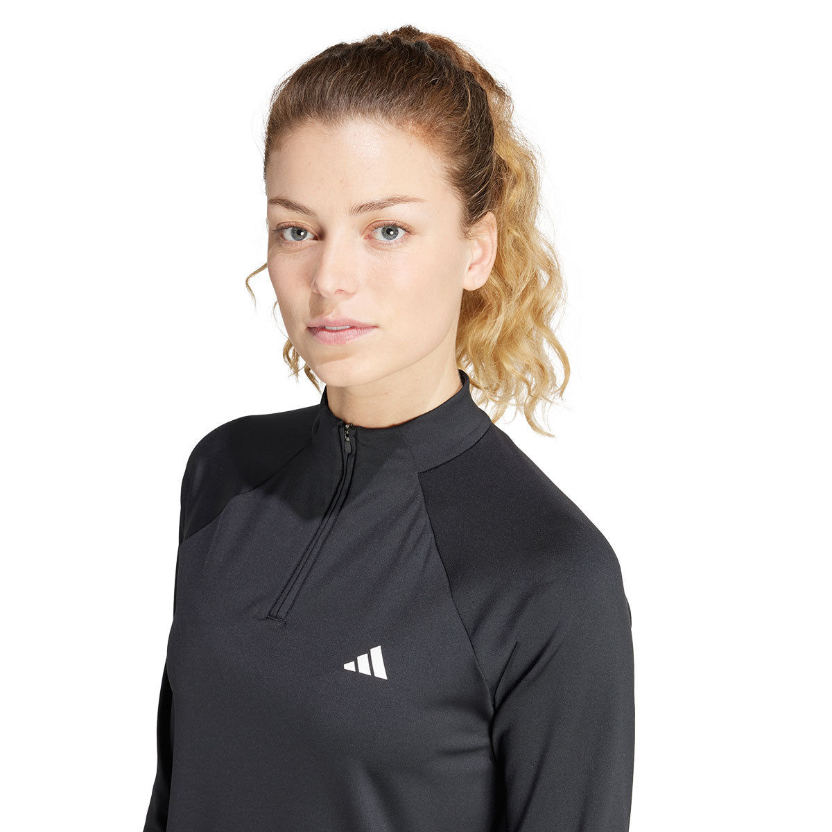 adidas Training Essentials 1/4 Zip Top - Womens - Black/White