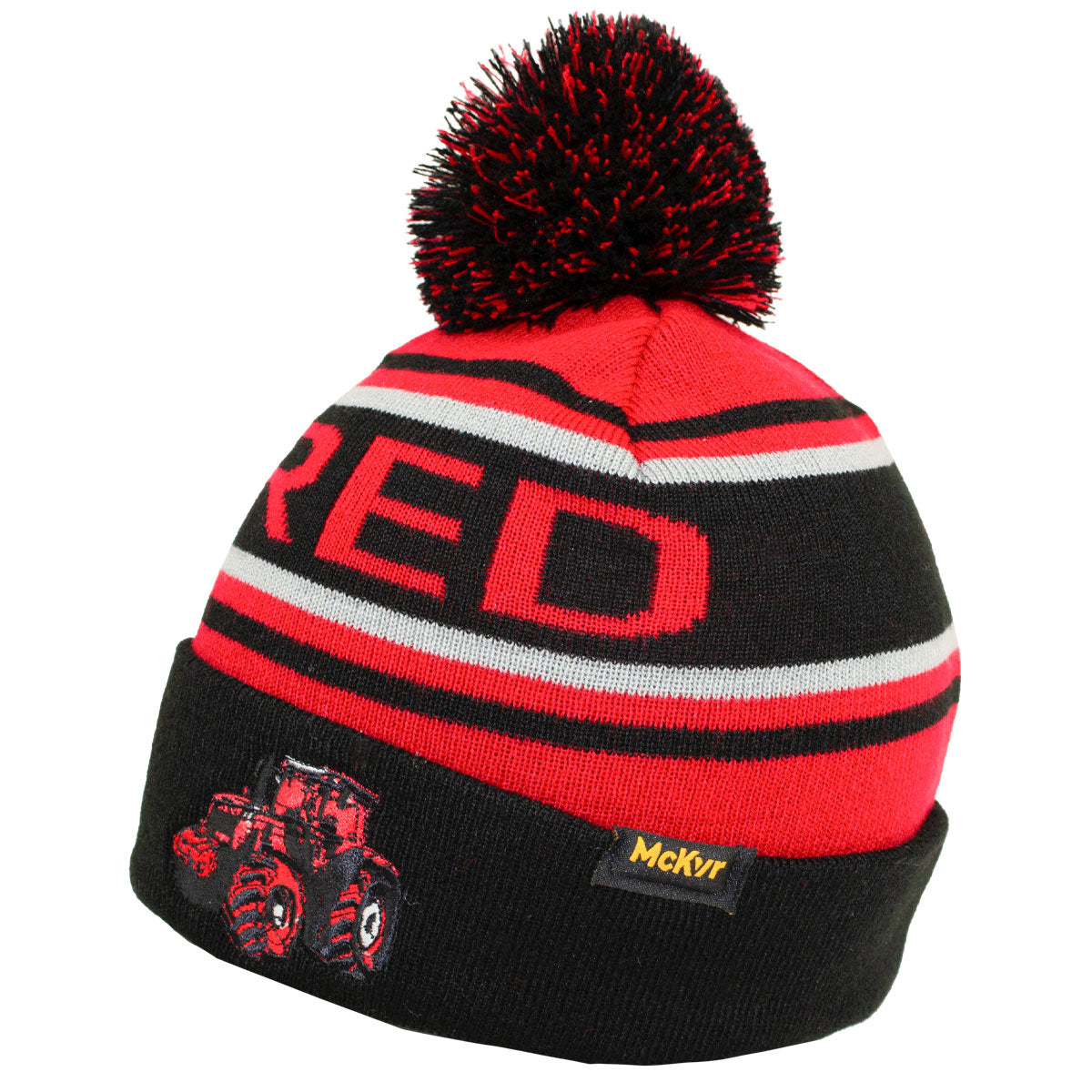 Mc Keever Big Red Farm Range Bobble Hat - Adult - Black/Red